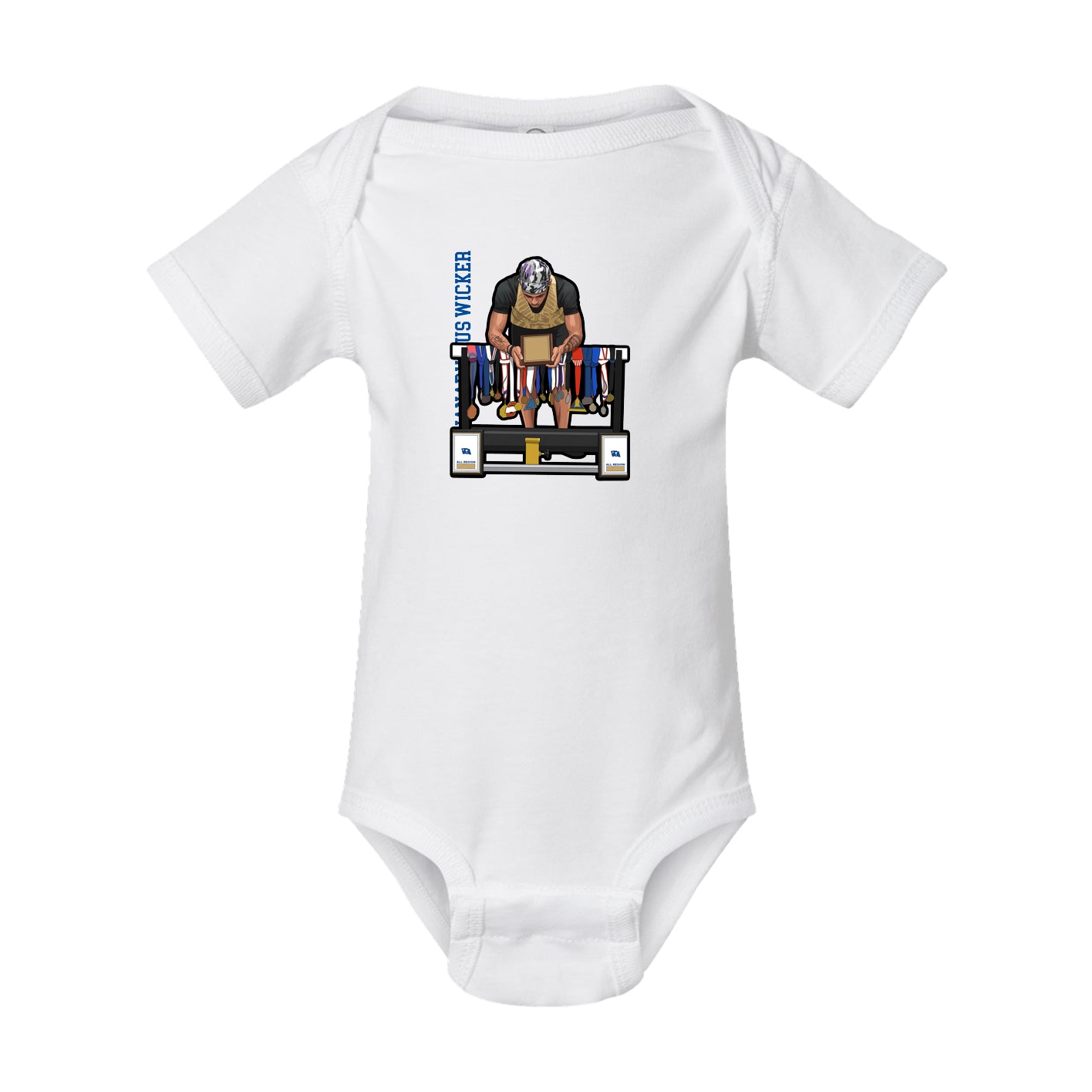 Baby Onesie — Name Vertical in White
