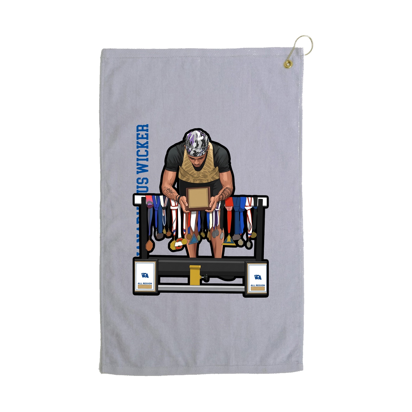 Golf Towel — Name Vertical in Grey