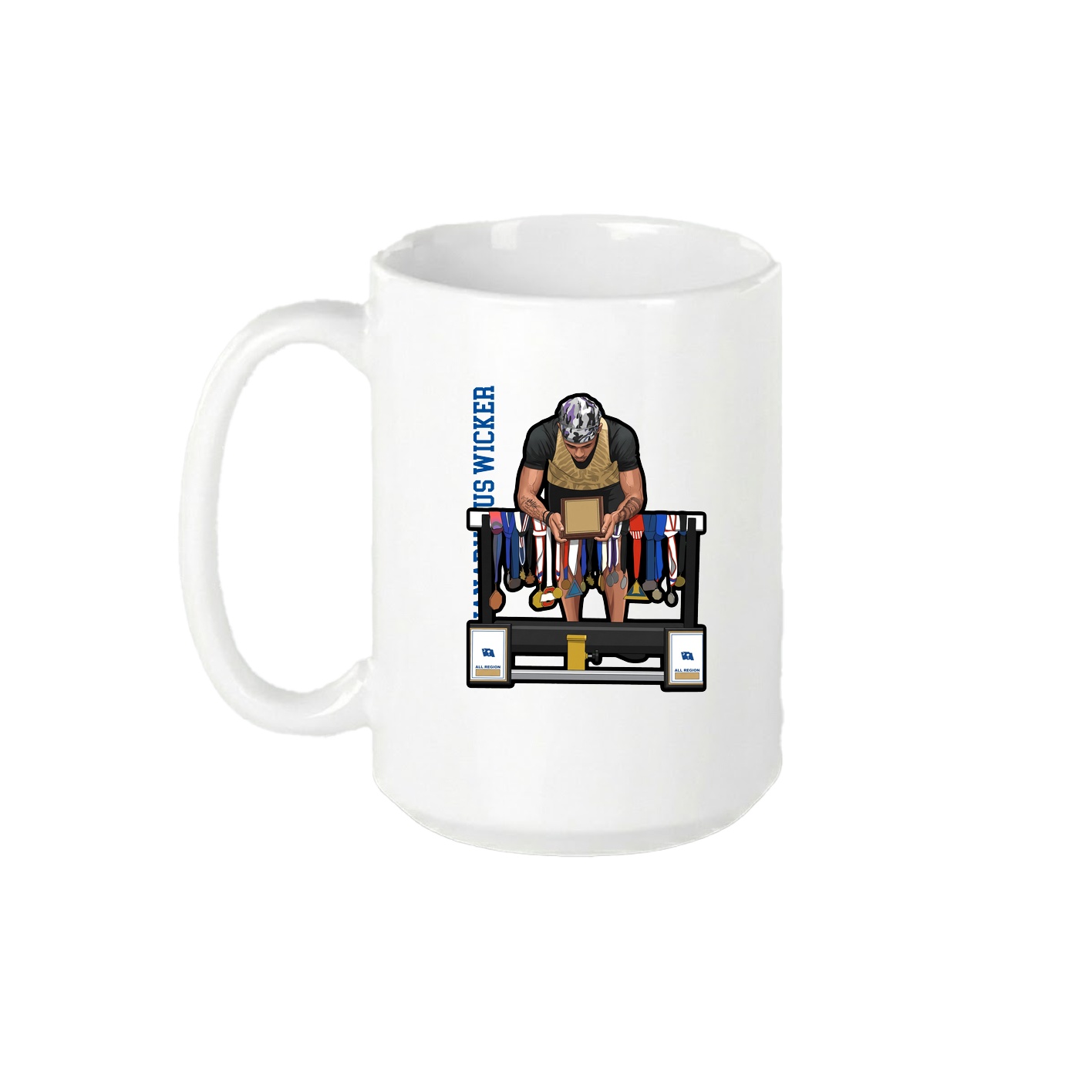 15oz Coffee Mug — Name Vertical in White
