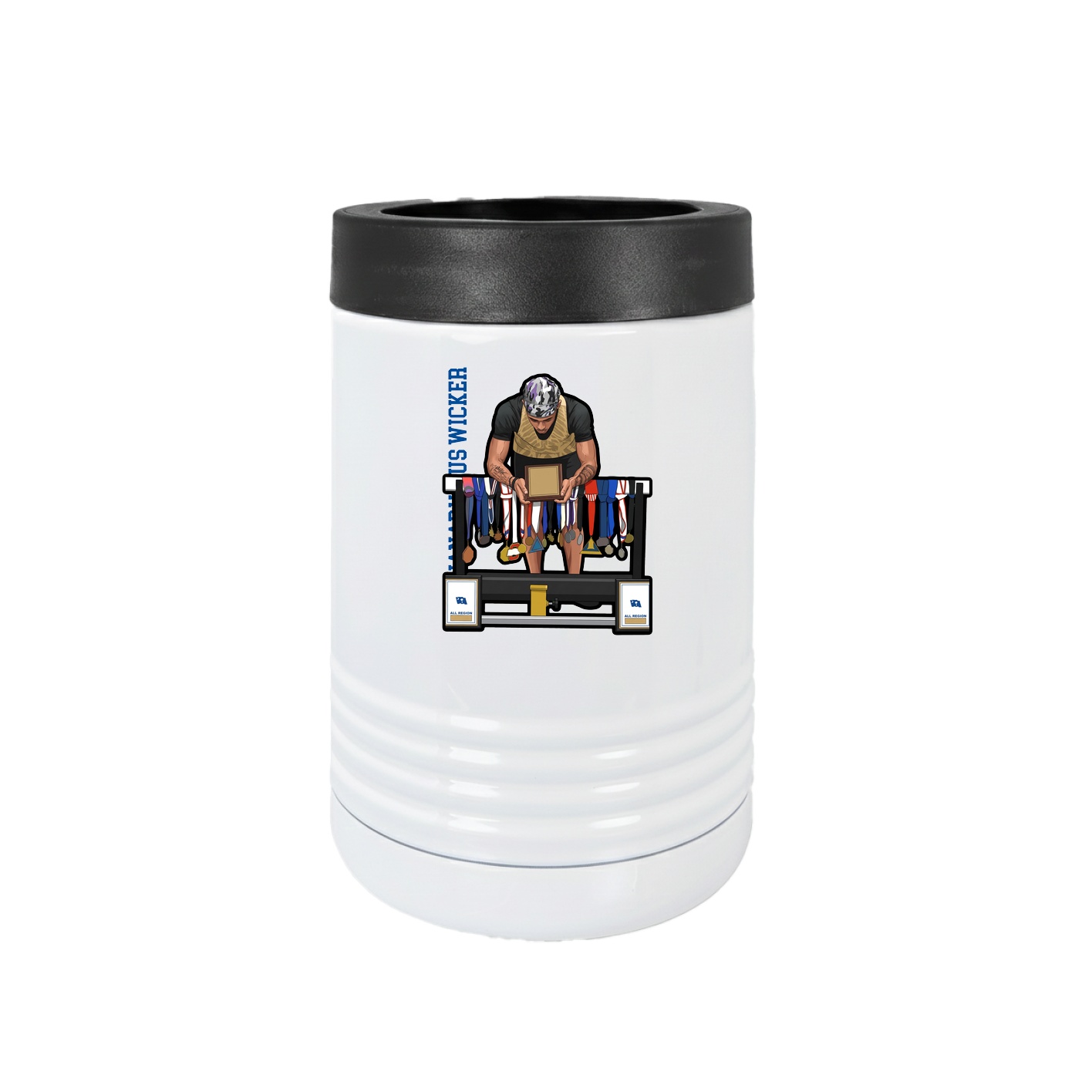 Beverage Holder — Name Vertical in White