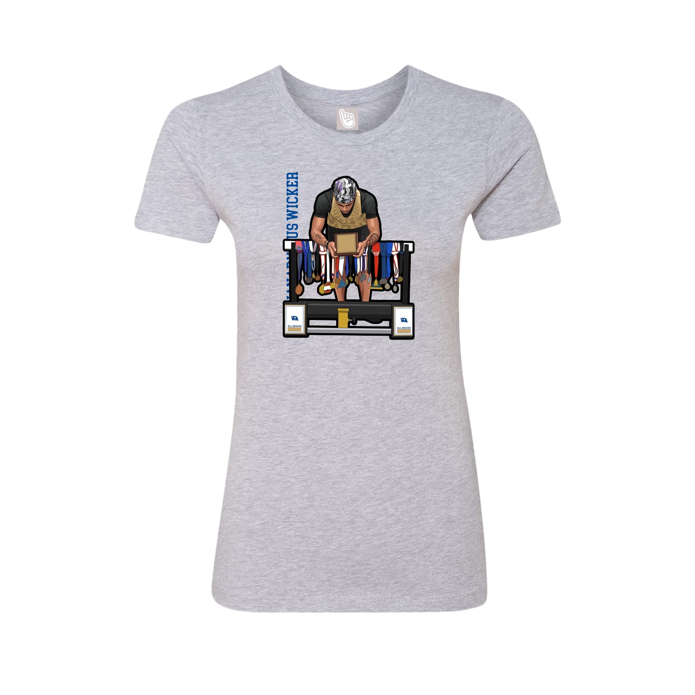 Fitted Women's Tee — Name Vertical in Grey