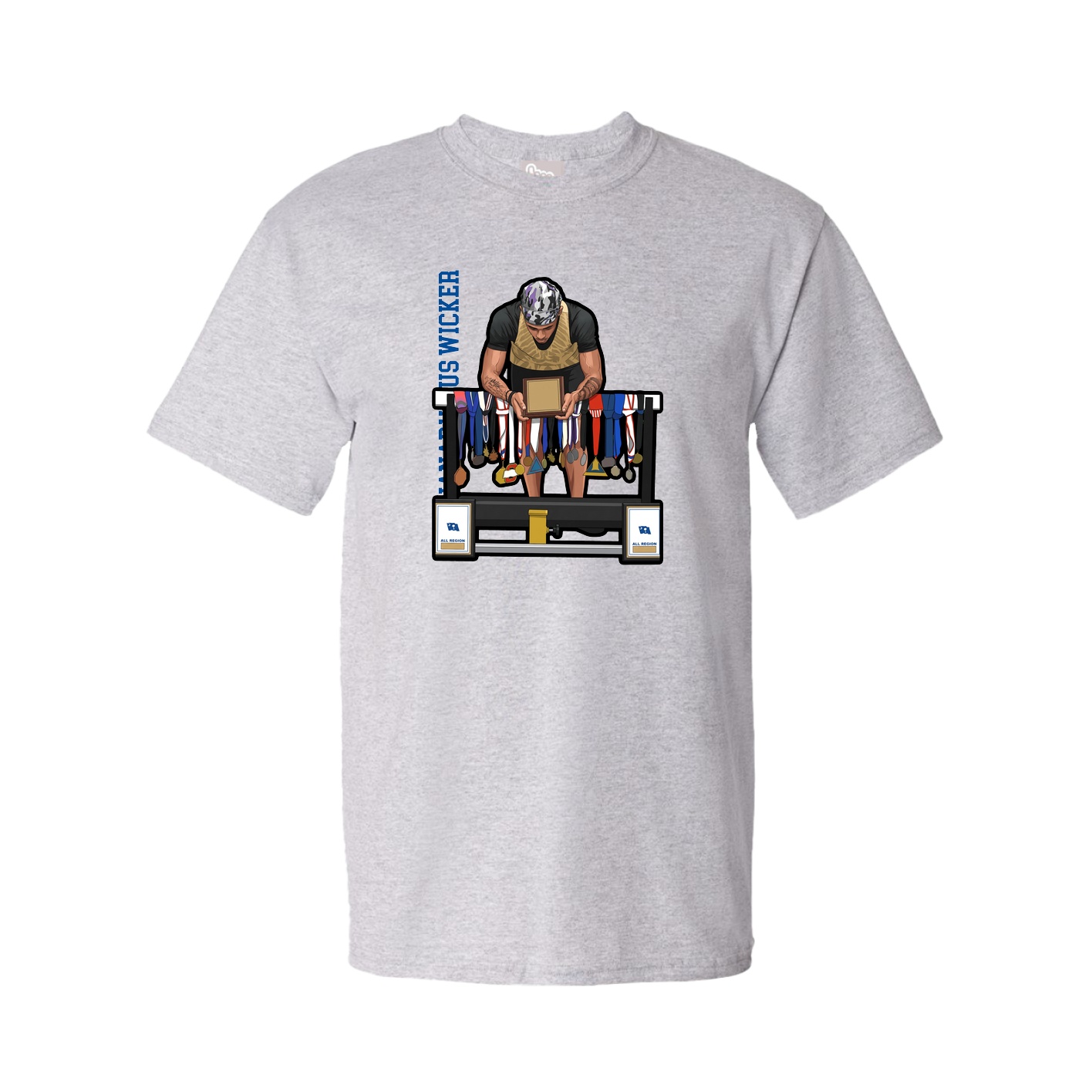 Youth Tee — Name Vertical in Grey