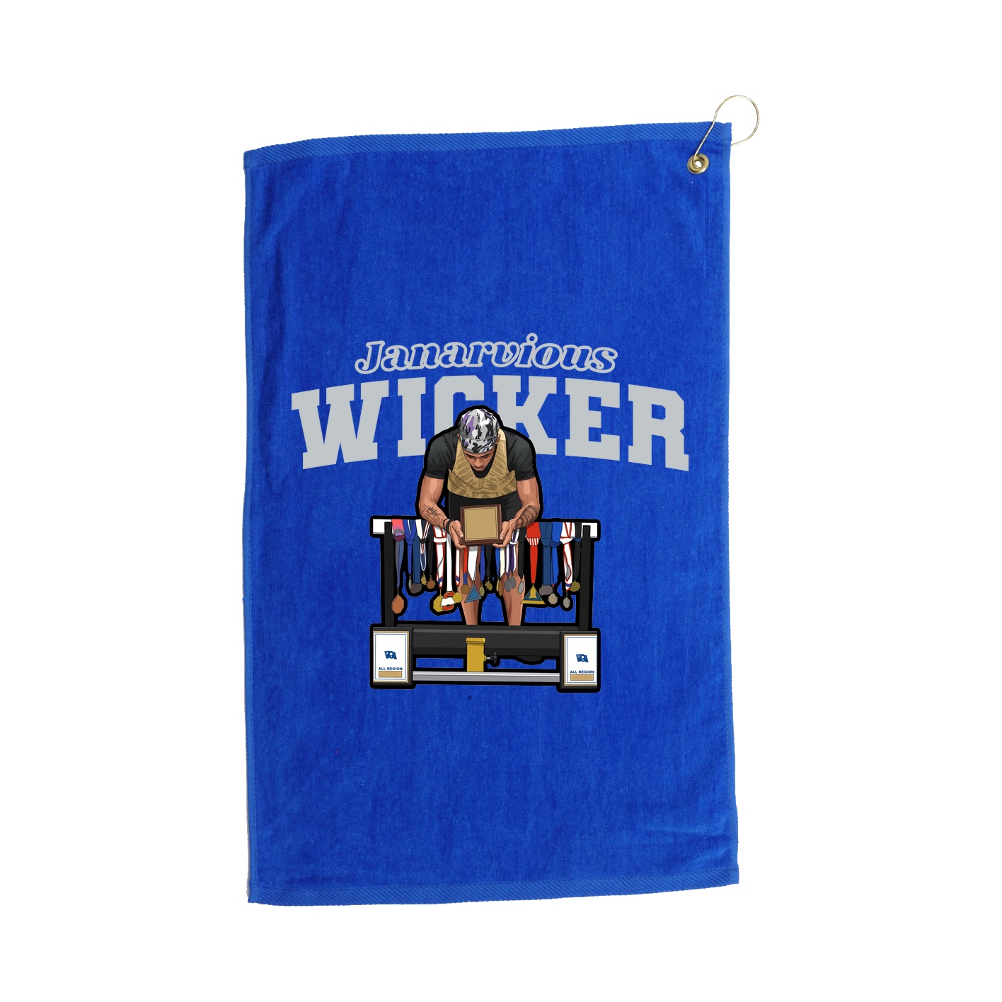 Golf Towel — Name Arch in Royal