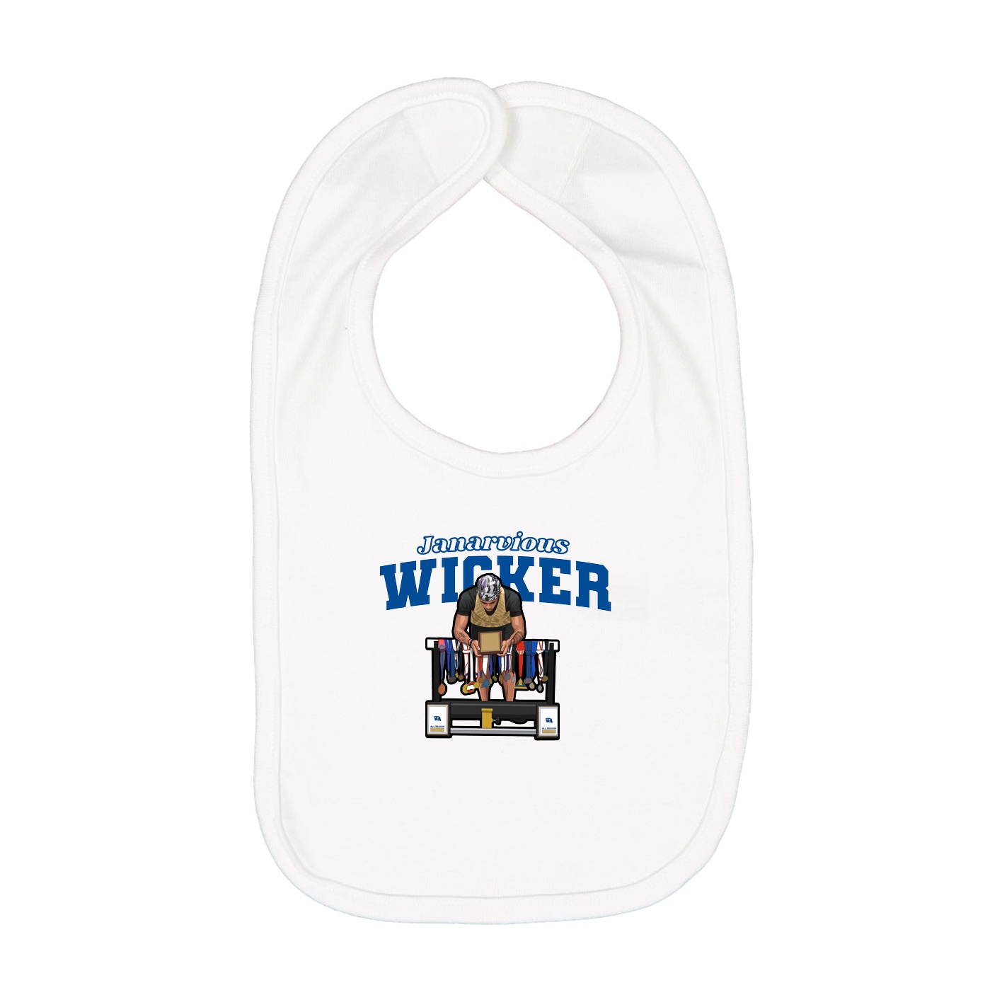 Infant Bib — Name Arch in White