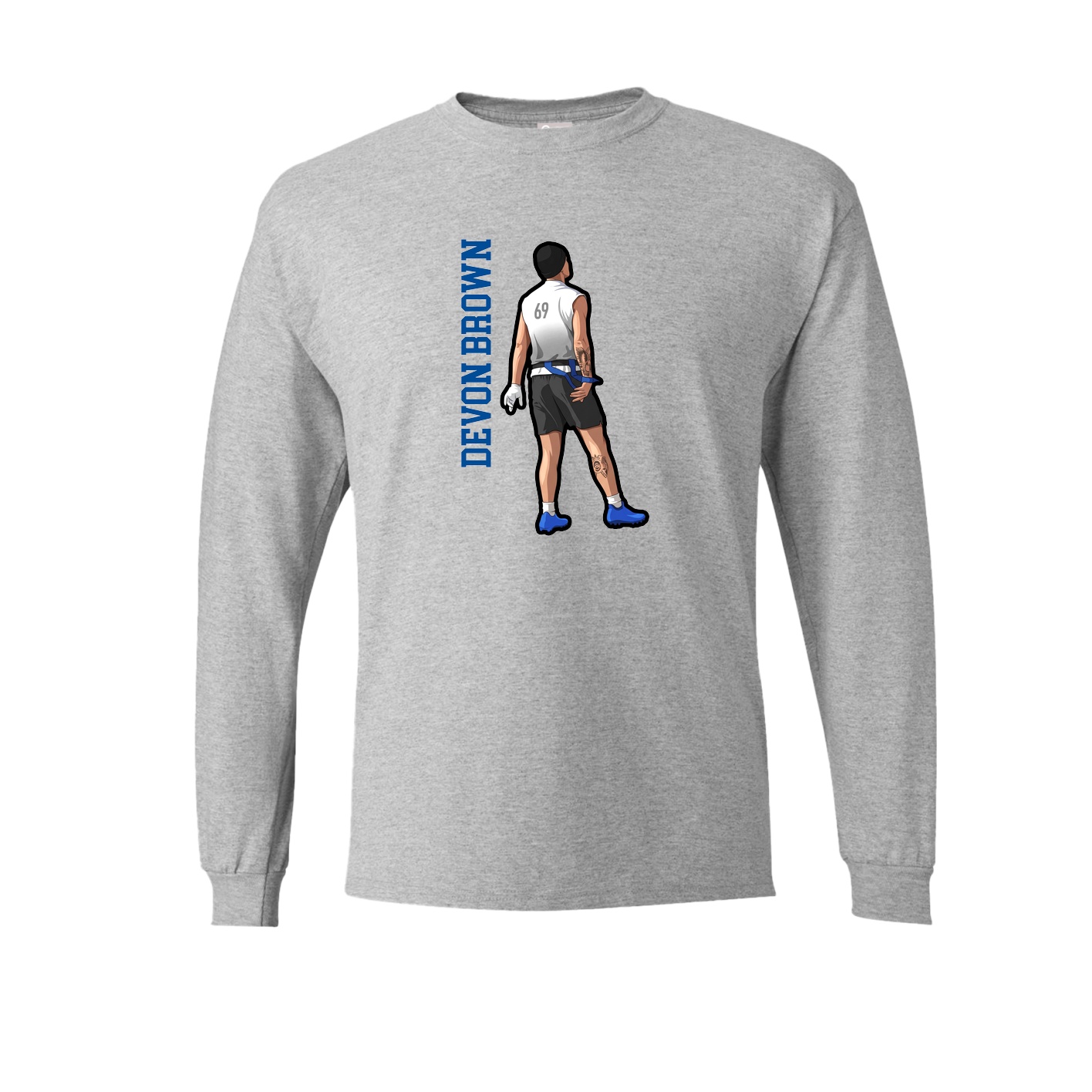 Long Sleeve Tee — Name Vertical in Grey