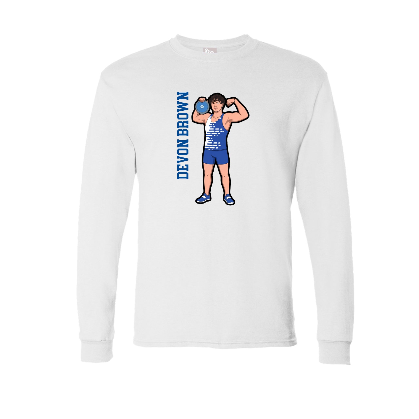 Long Sleeve Tee — Name Vertical in White