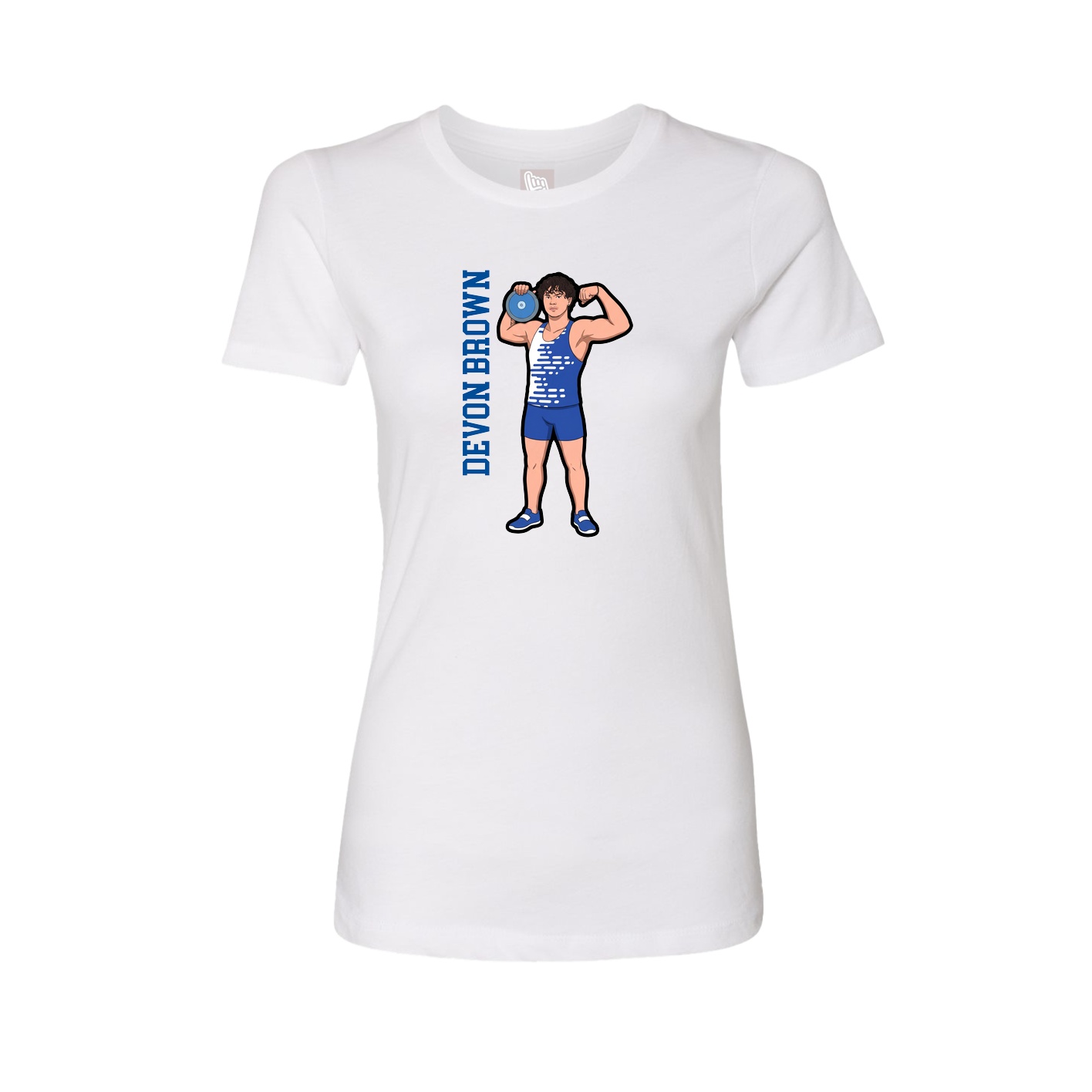 Fitted Women's Tee — Name Vertical in White