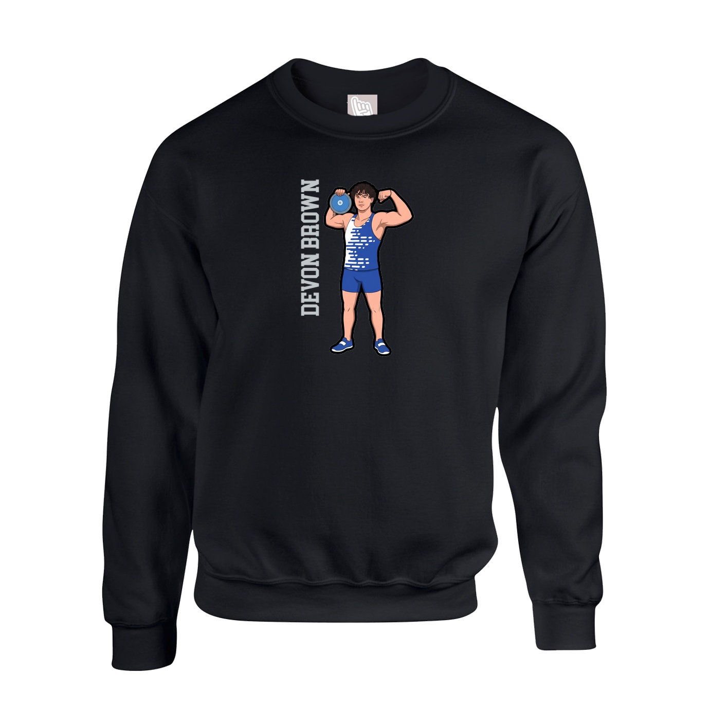 Fleece Crew — Name Vertical in Black