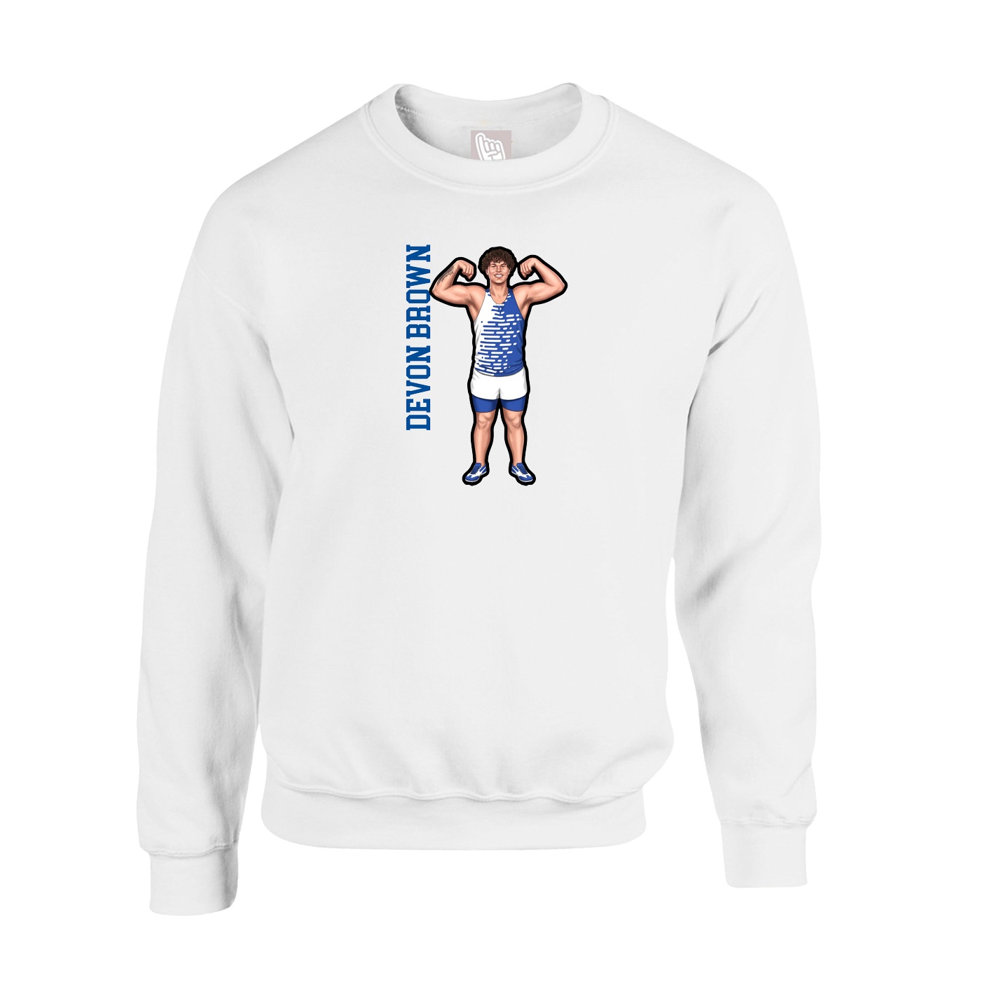 Fleece Crew — Name Vertical in White