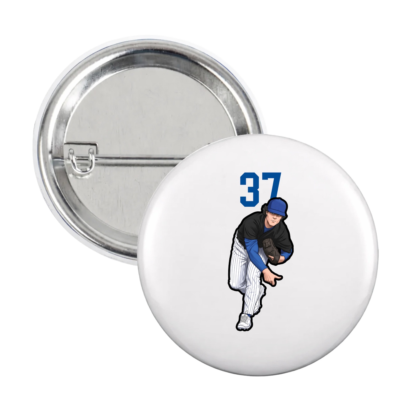 Game Day Button — Number Top in White