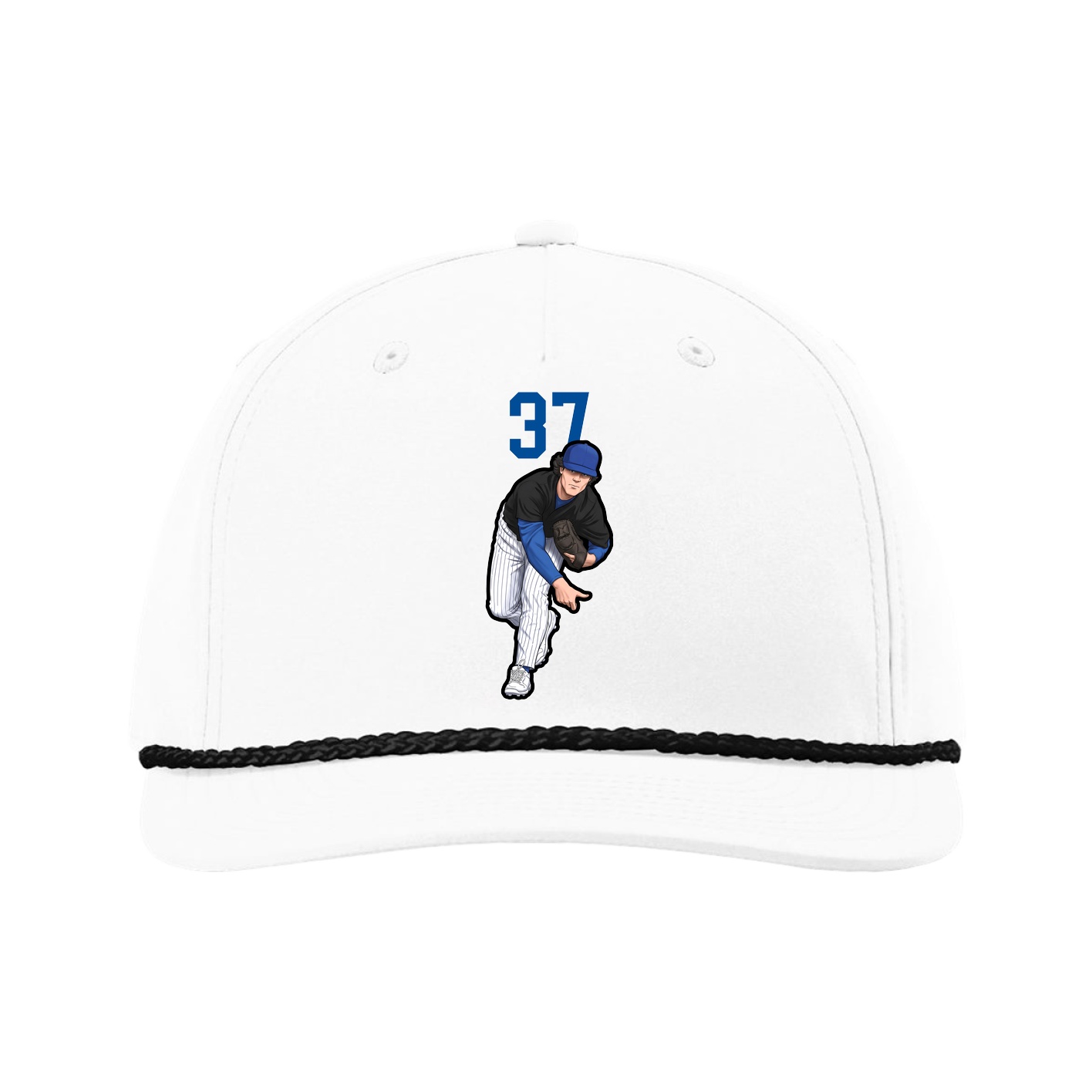 Five-Panel Classic Rope Cap — Number Top in White