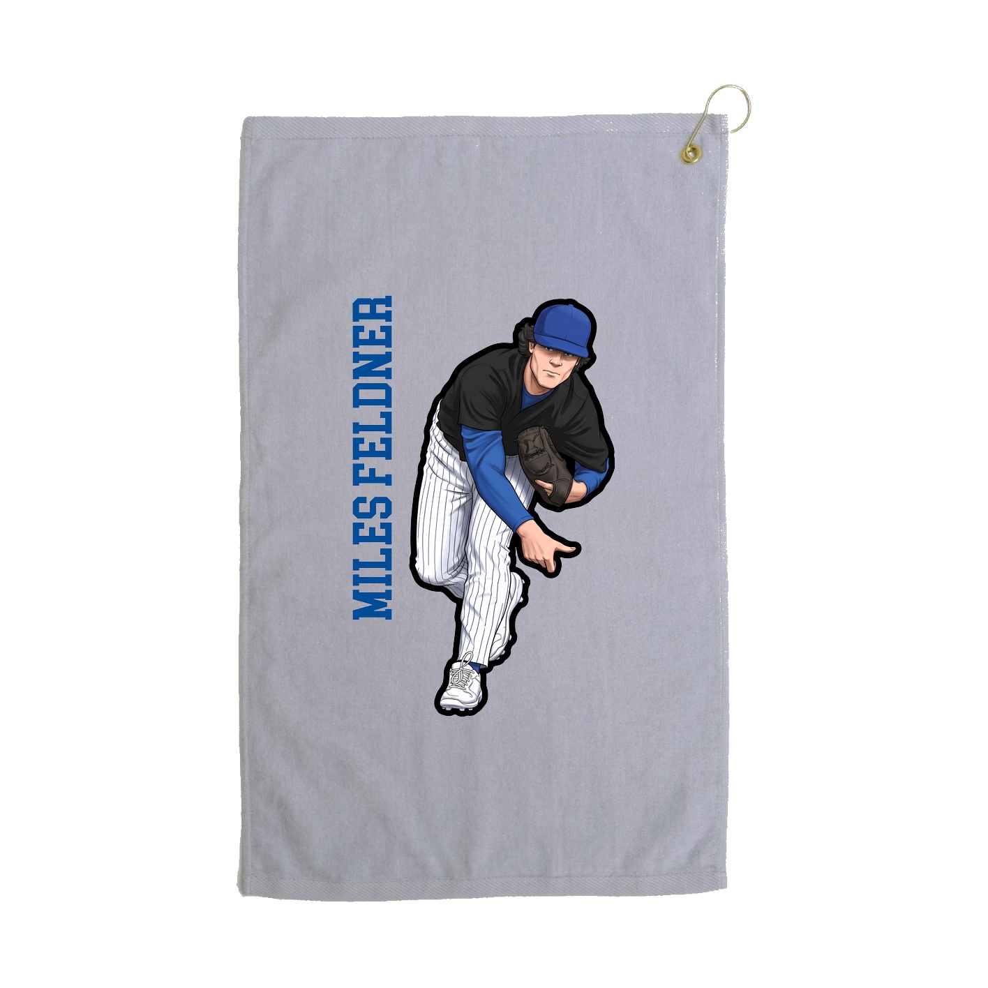 Golf Towel — Name Vertical in Grey