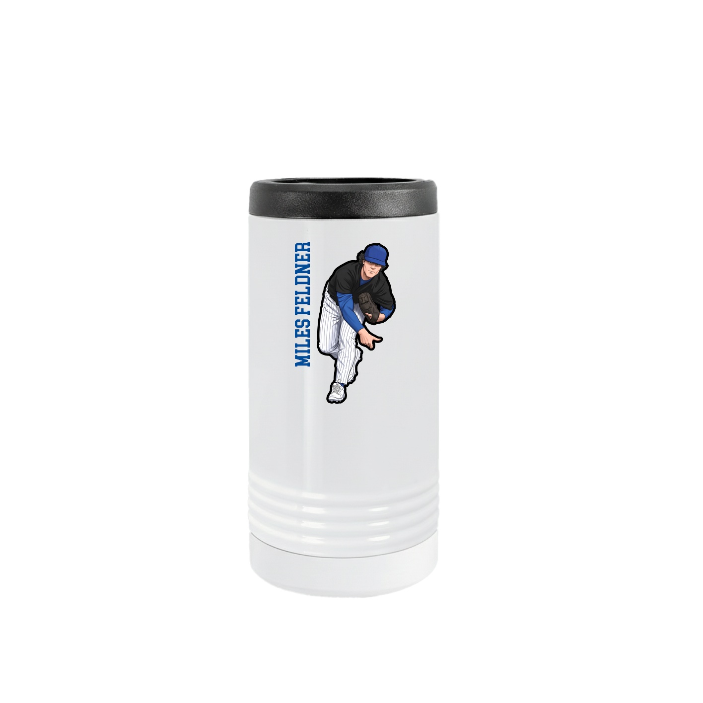 Slim Beverage Holder — Name Vertical in White