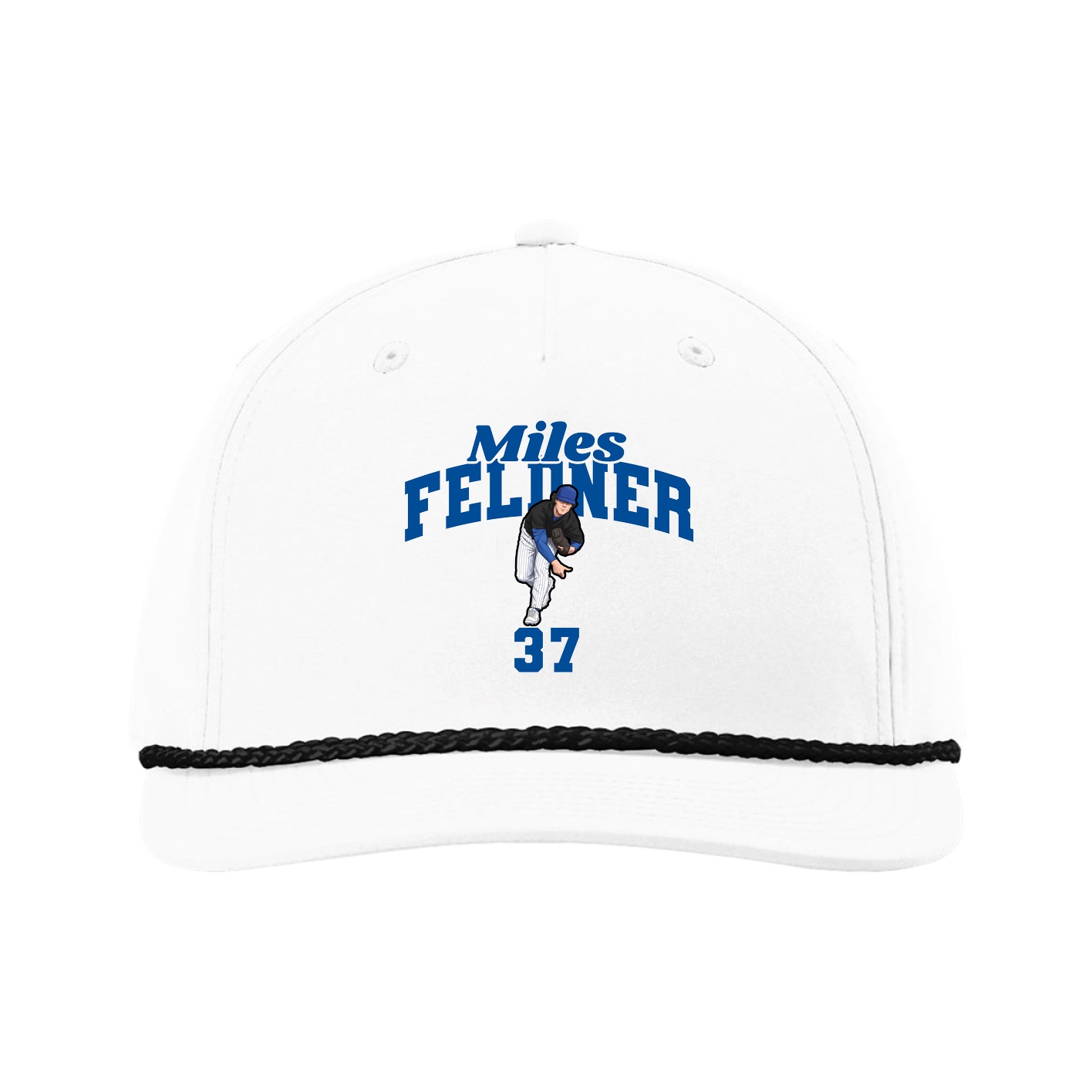 Five-Panel Classic Rope Cap — Signature Arch in White
