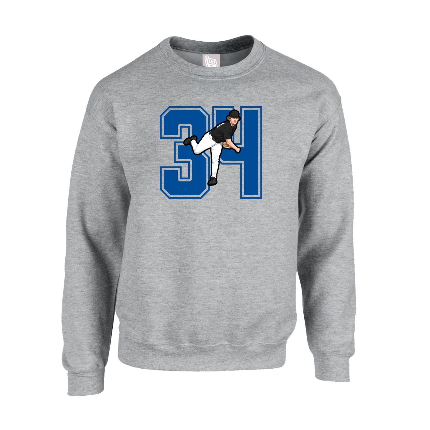 Fleece Crew — Number in Grey