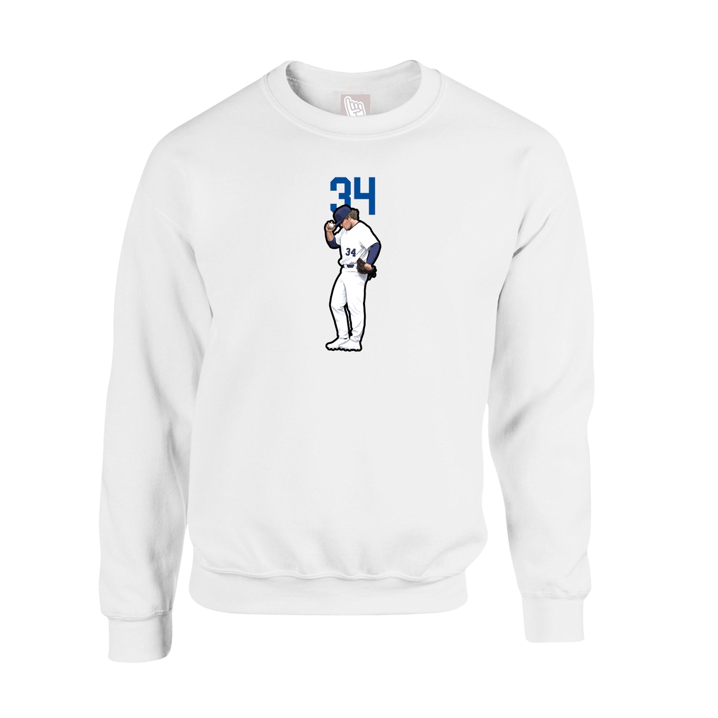 Fleece Crew — Number Top in White