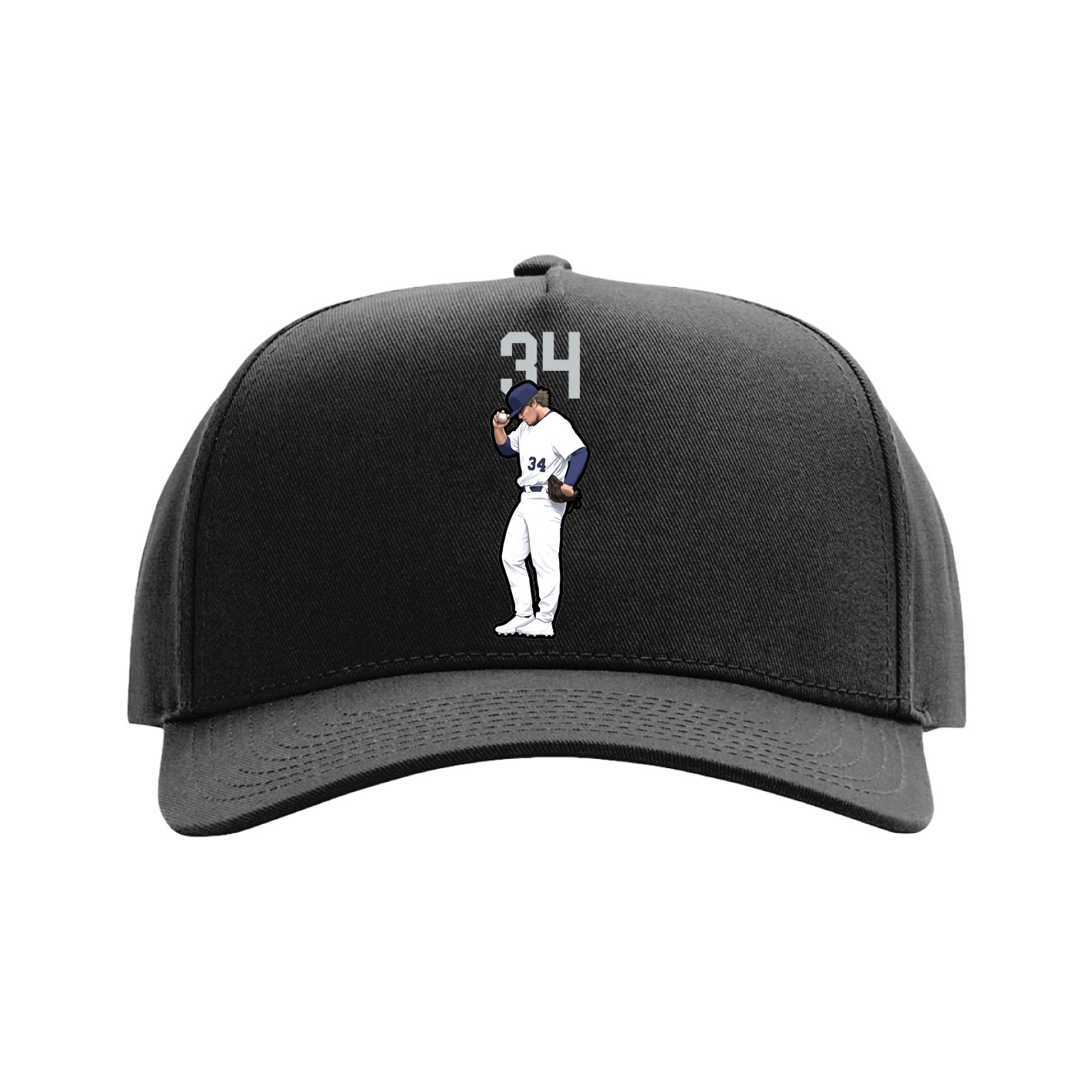 Full Fabric Five-Panel Champ Cap — Number Top in Black