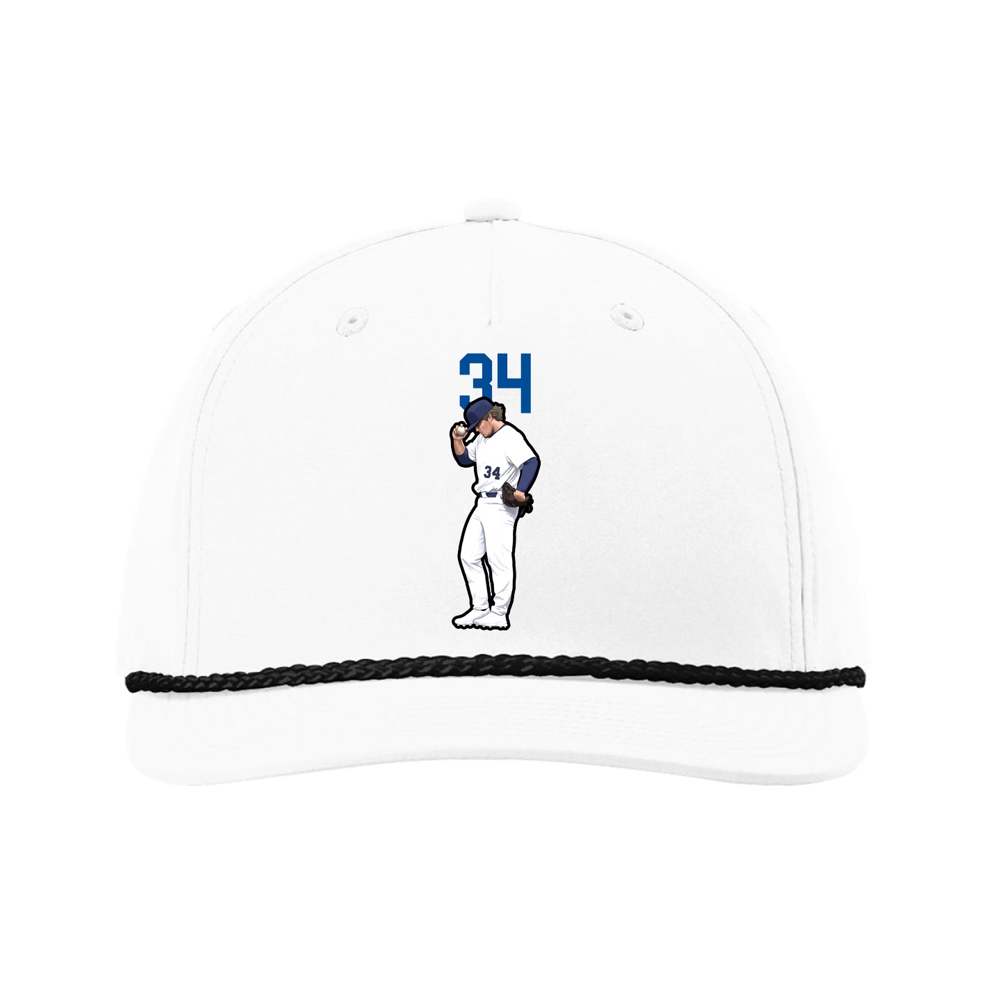 Five-Panel Classic Rope Cap — Number Top in White