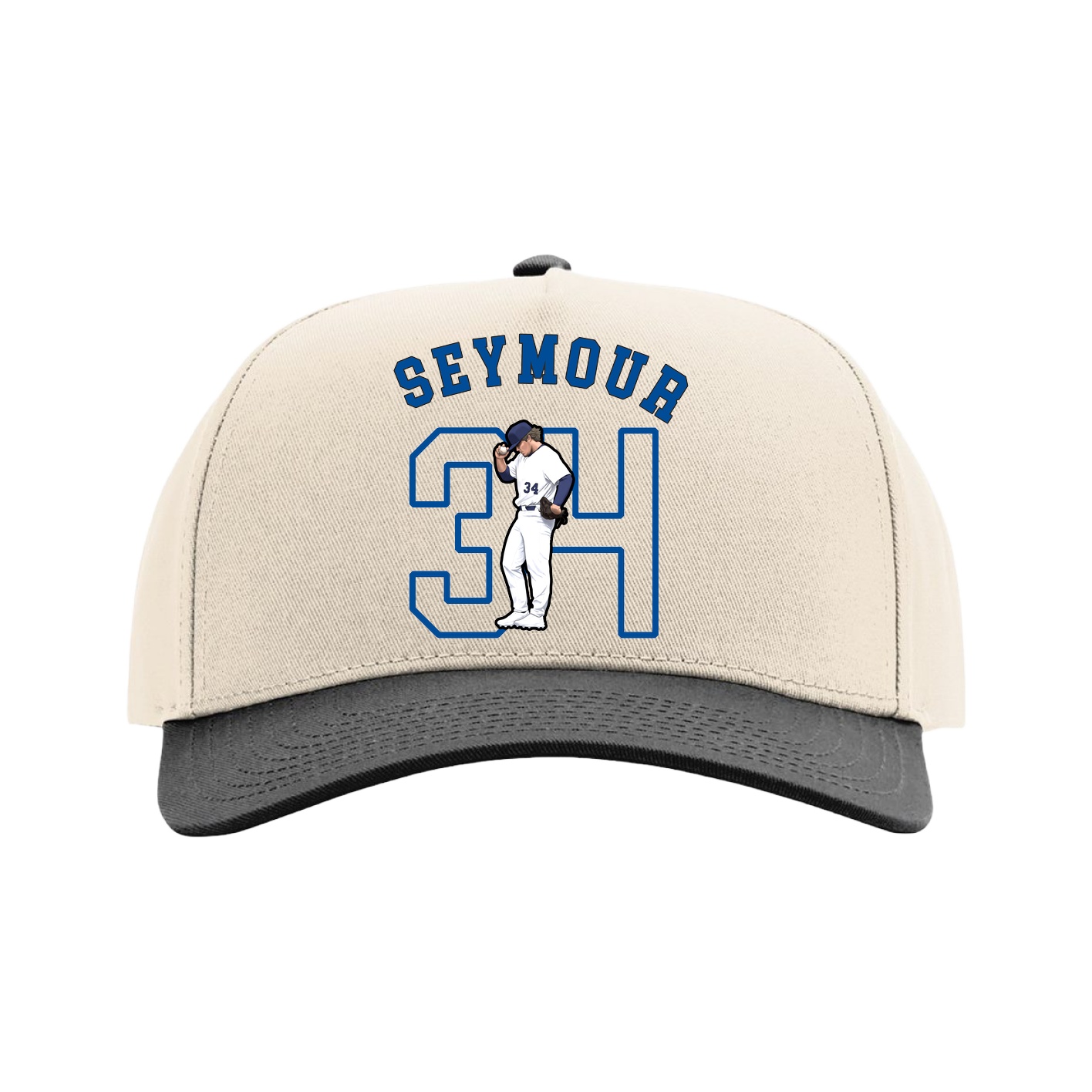 Full Fabric Five-Panel Champ Cap — Shirsey Arch in Cream/Black