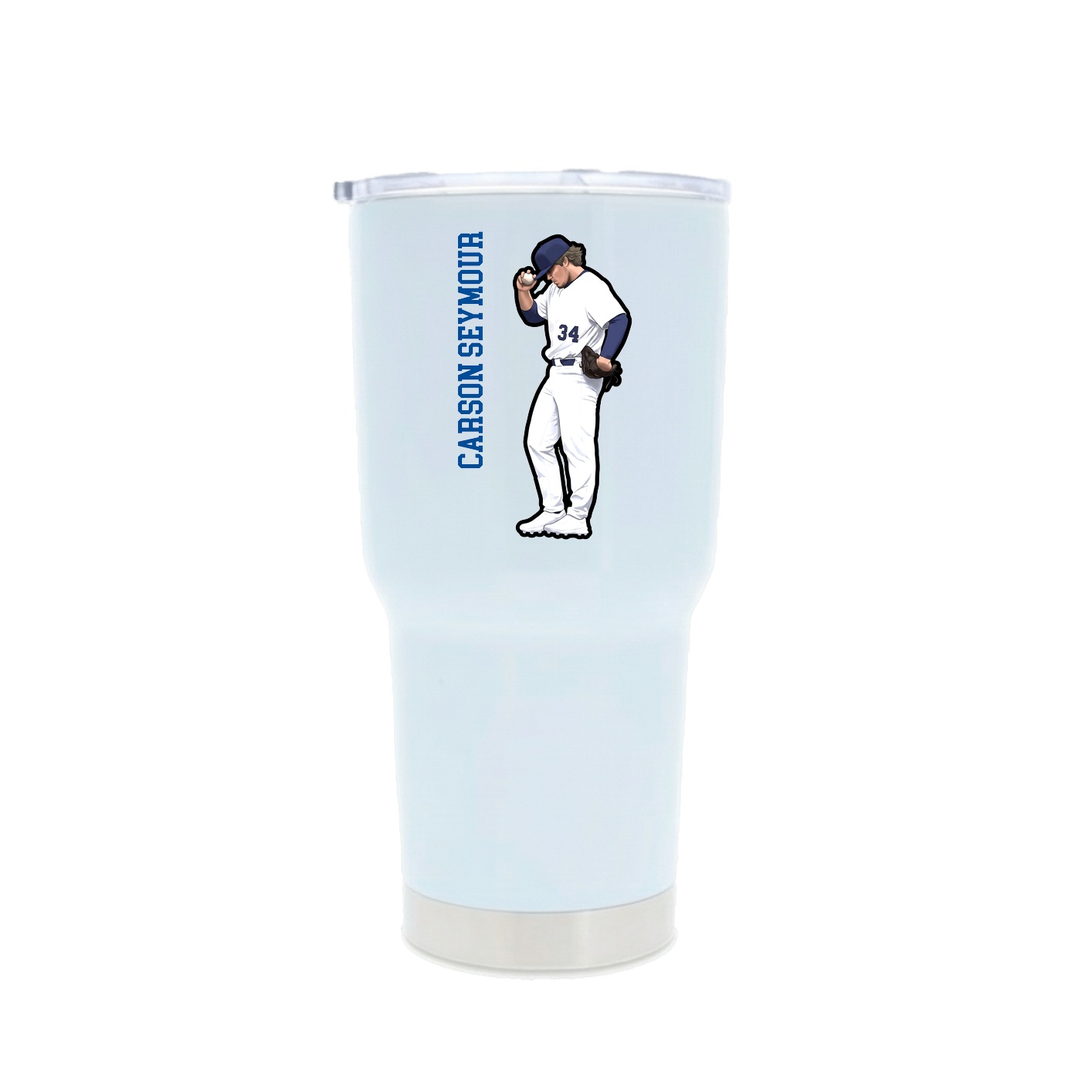 30oz Stainless Steel Tumbler — Name Vertical in White