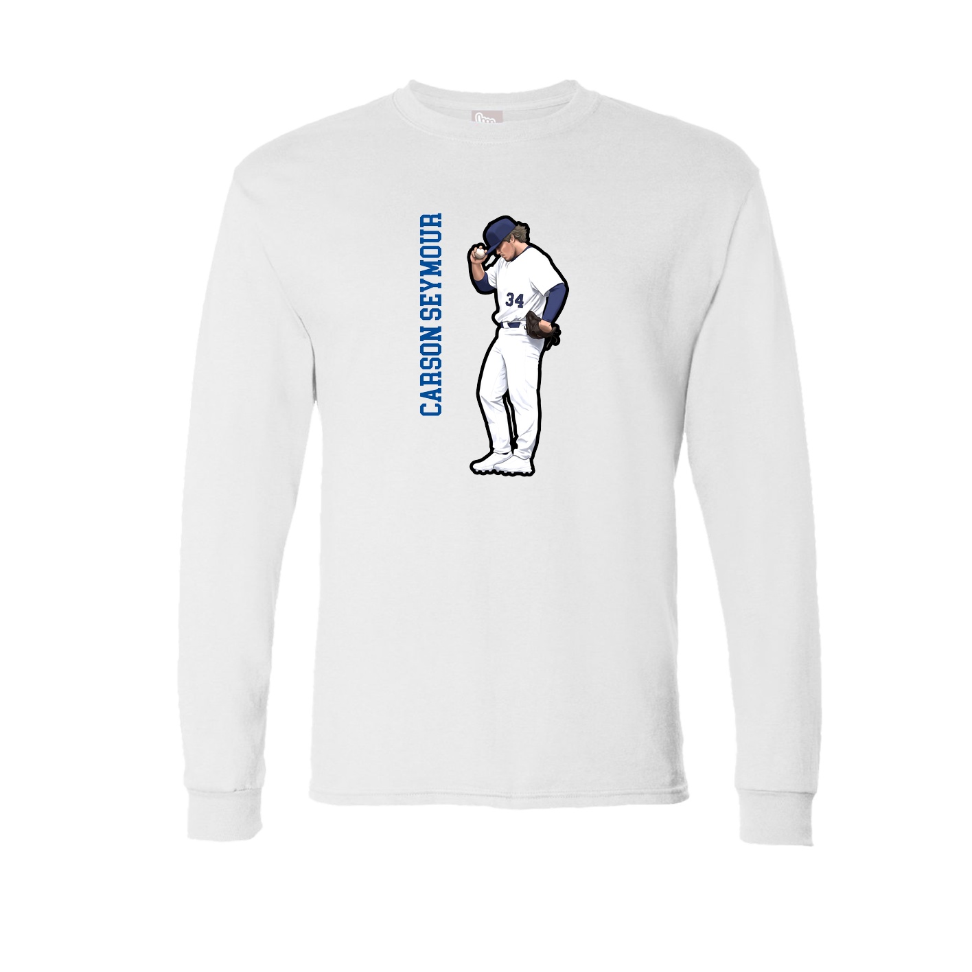 Long Sleeve Tee — Name Vertical in White