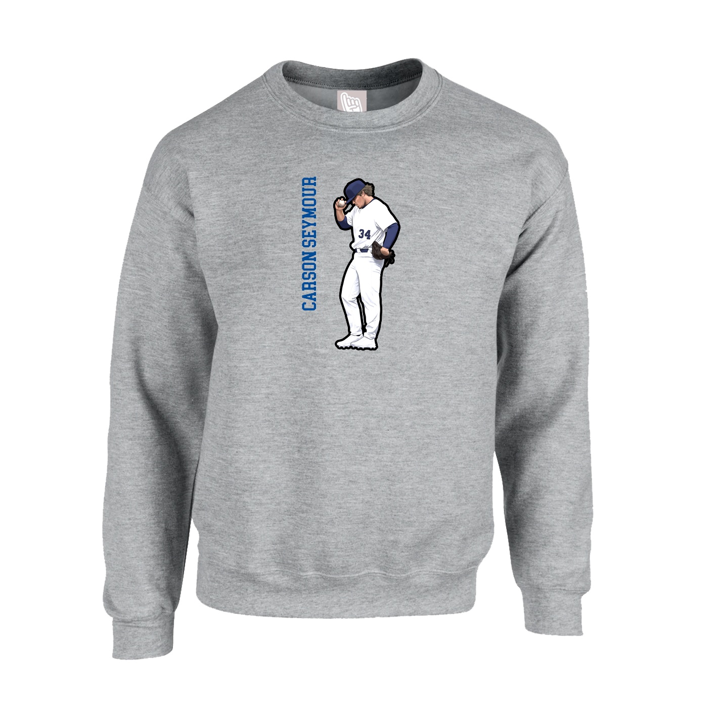 Fleece Crew — Name Vertical in Grey