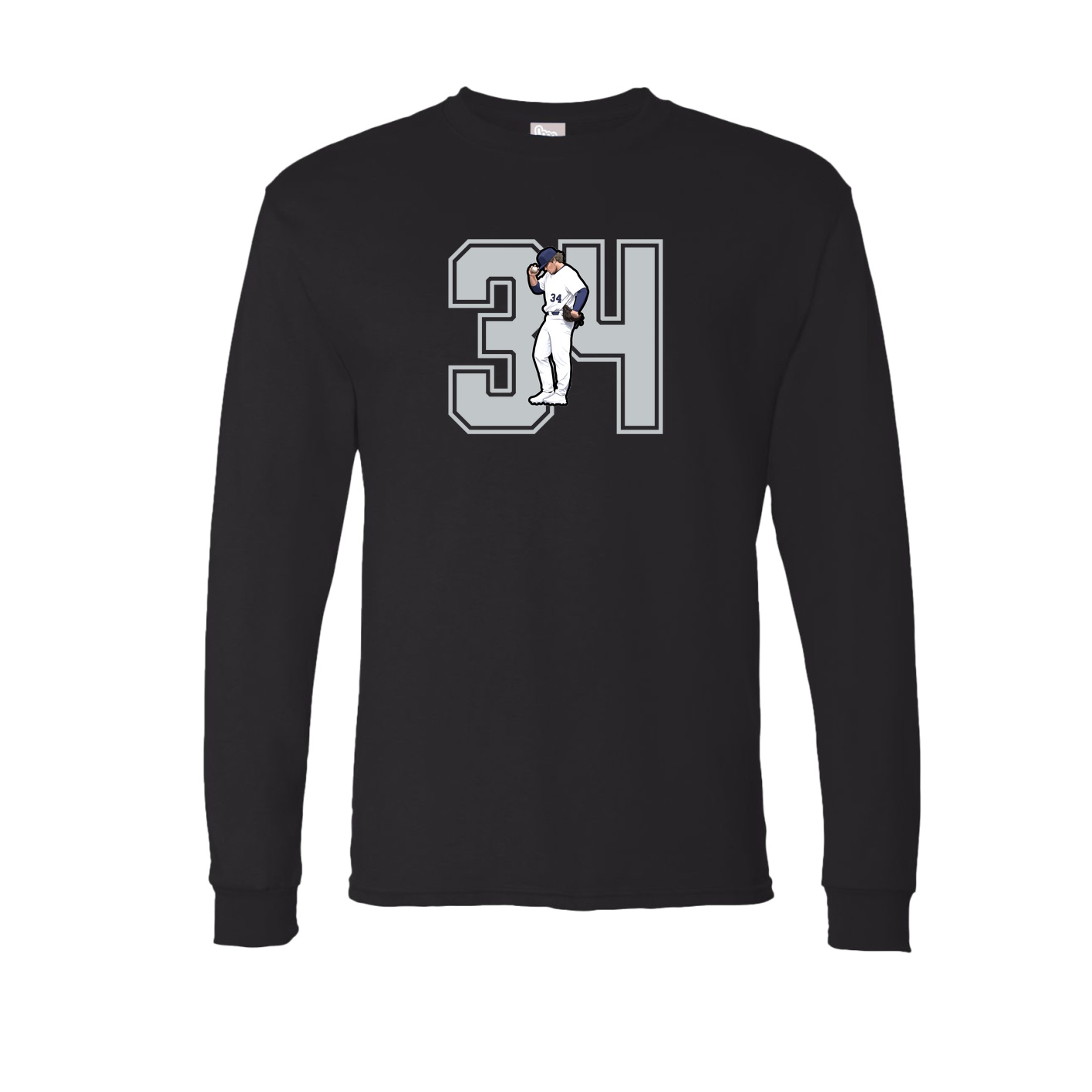 Long Sleeve Tee — Number in Black