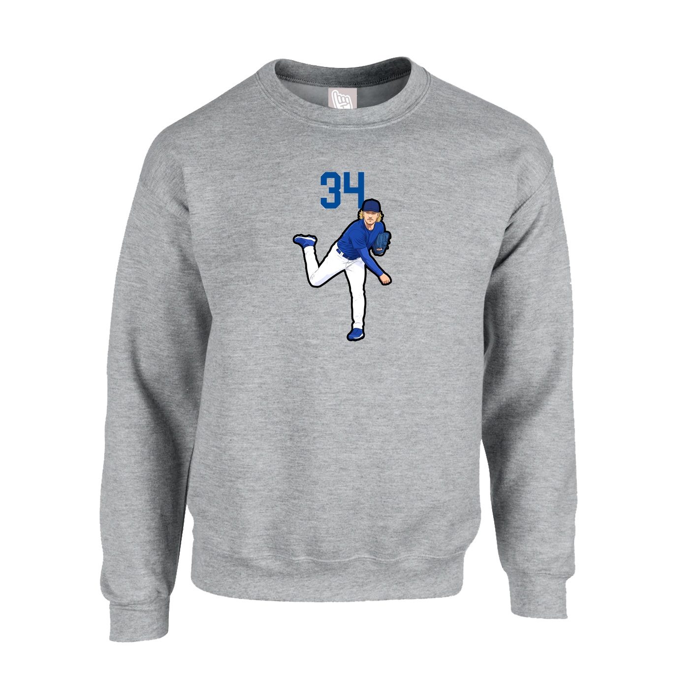 Fleece Crew — Number Top in Grey