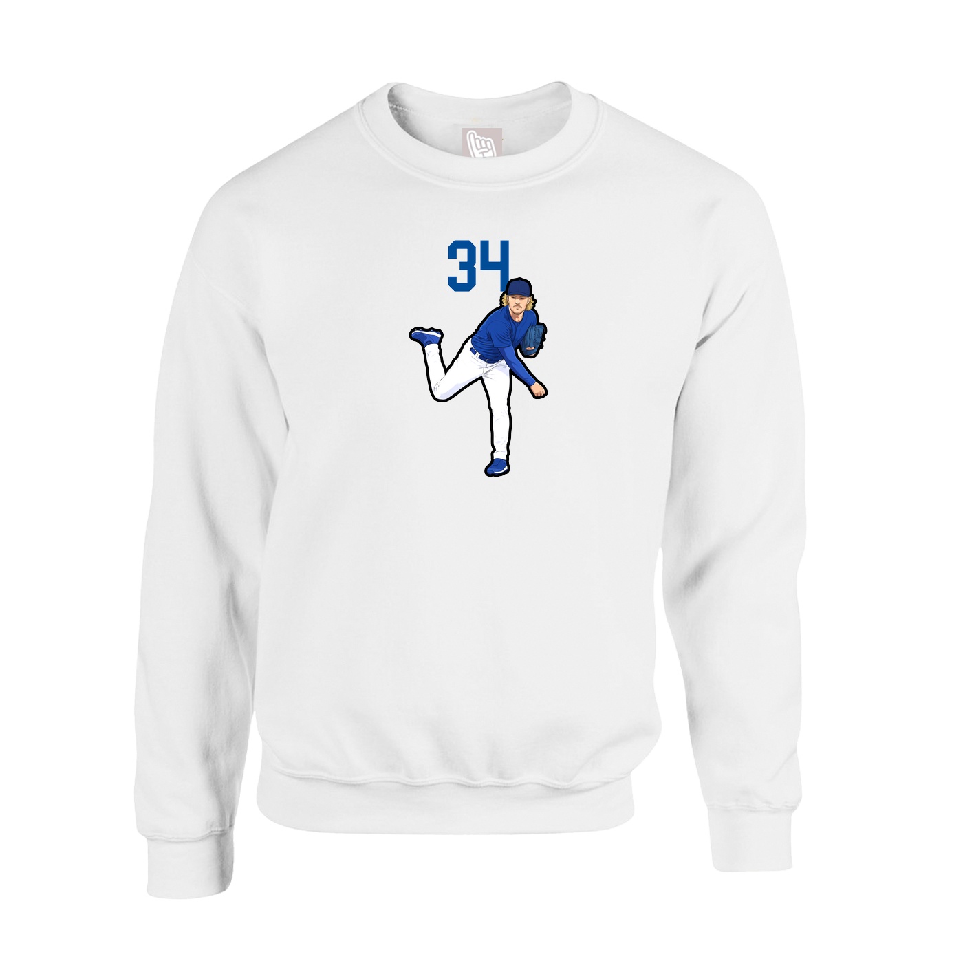 Fleece Crew — Number Top in White
