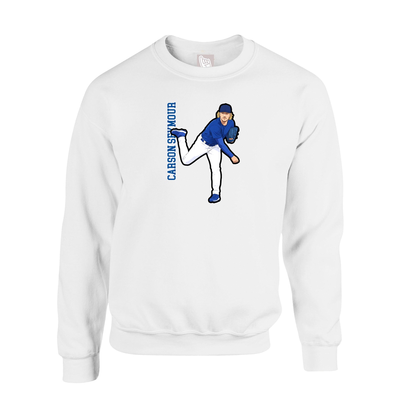 Fleece Crew — Name Vertical in White