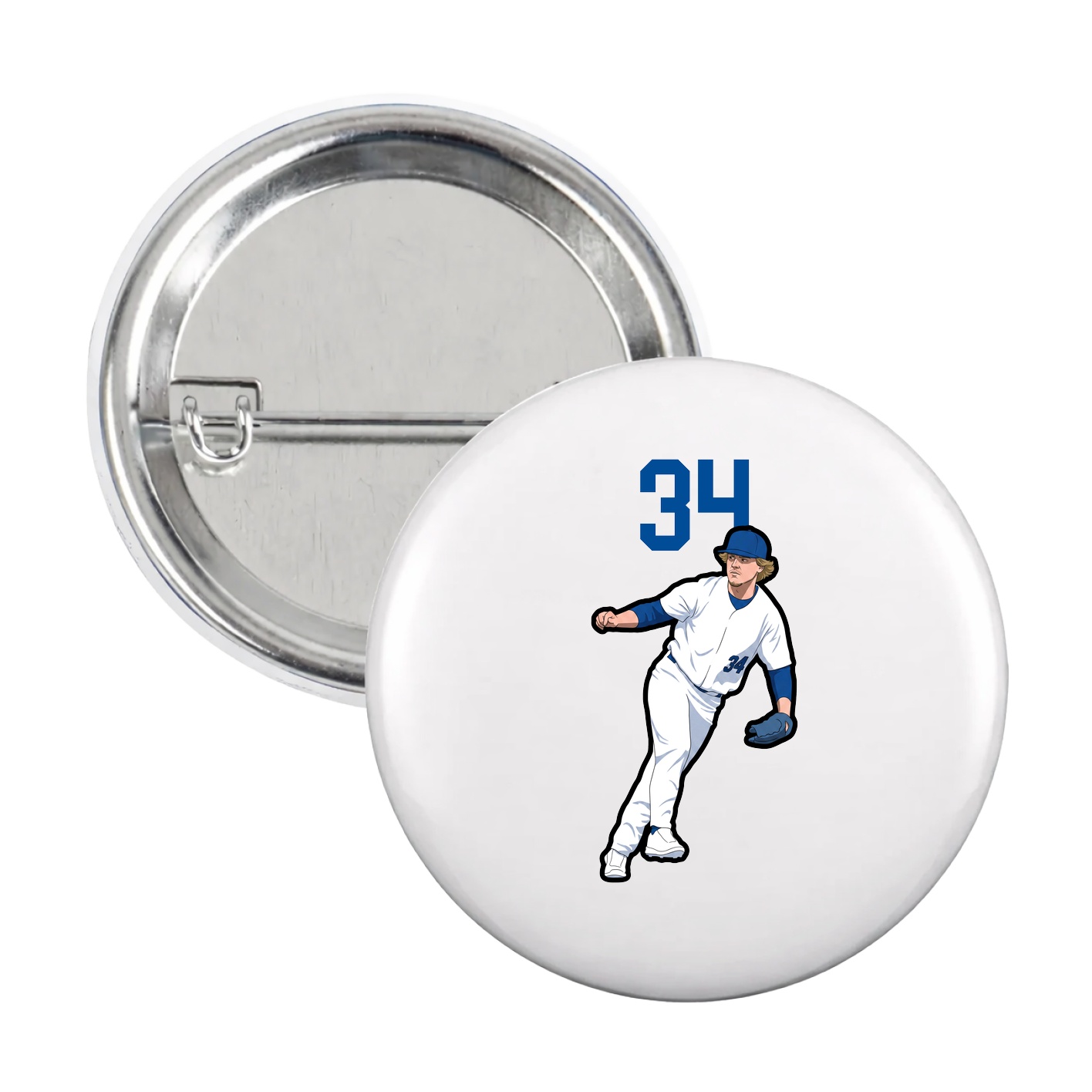 Game Day Button — Number Top in White