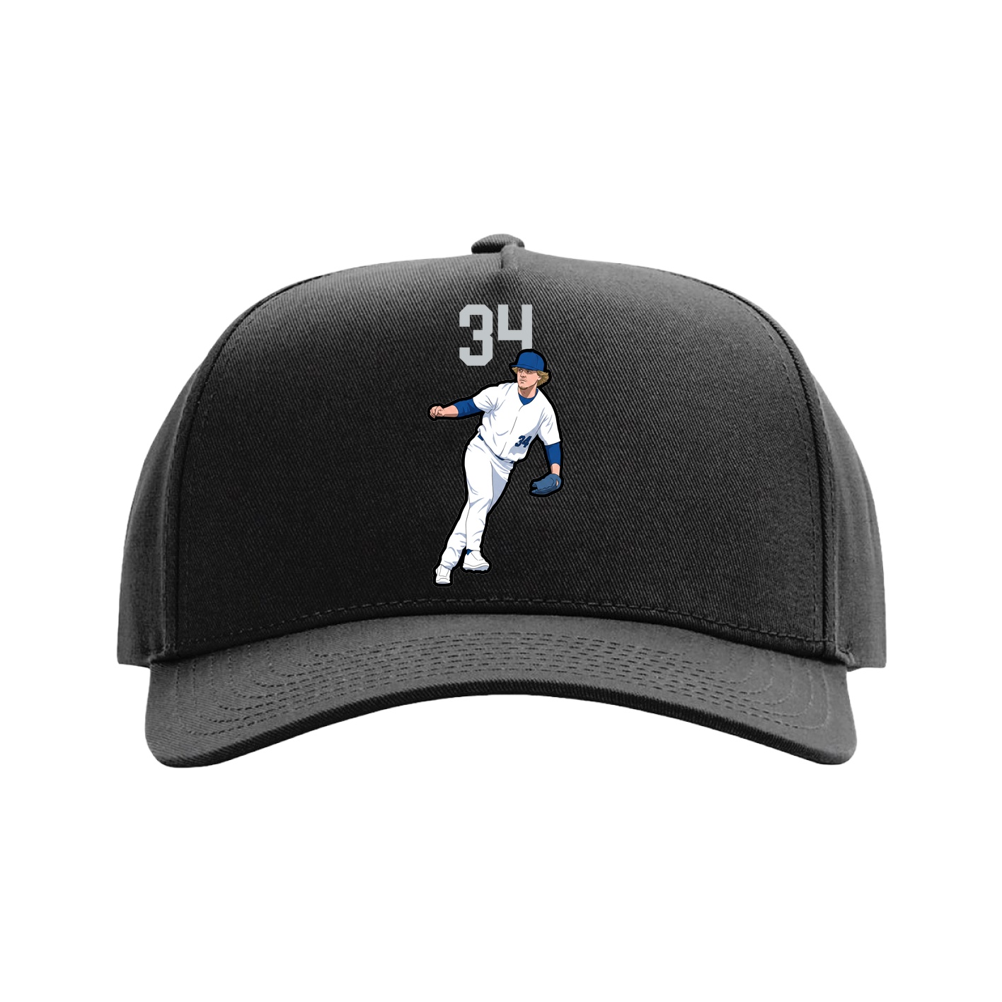 Full Fabric Five-Panel Champ Cap — Number Top in Black
