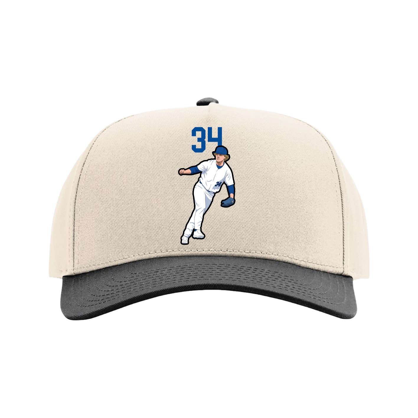 Full Fabric Five-Panel Champ Cap — Number Top in Cream/Black