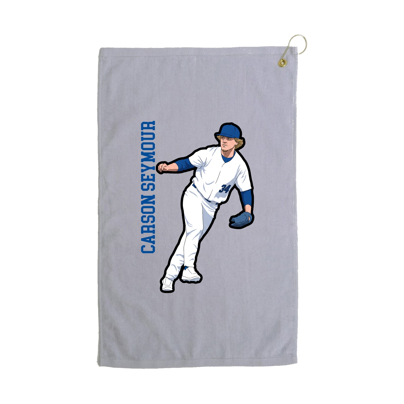 Golf Towel — Name Vertical in Grey