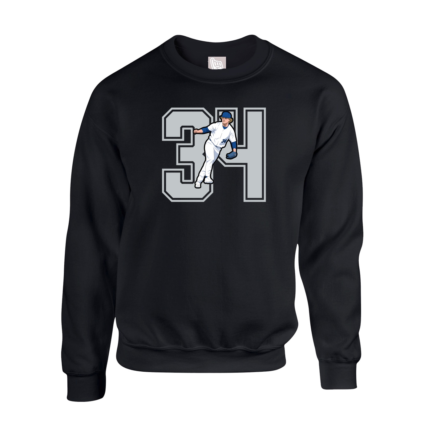 Fleece Crew — Number in Black