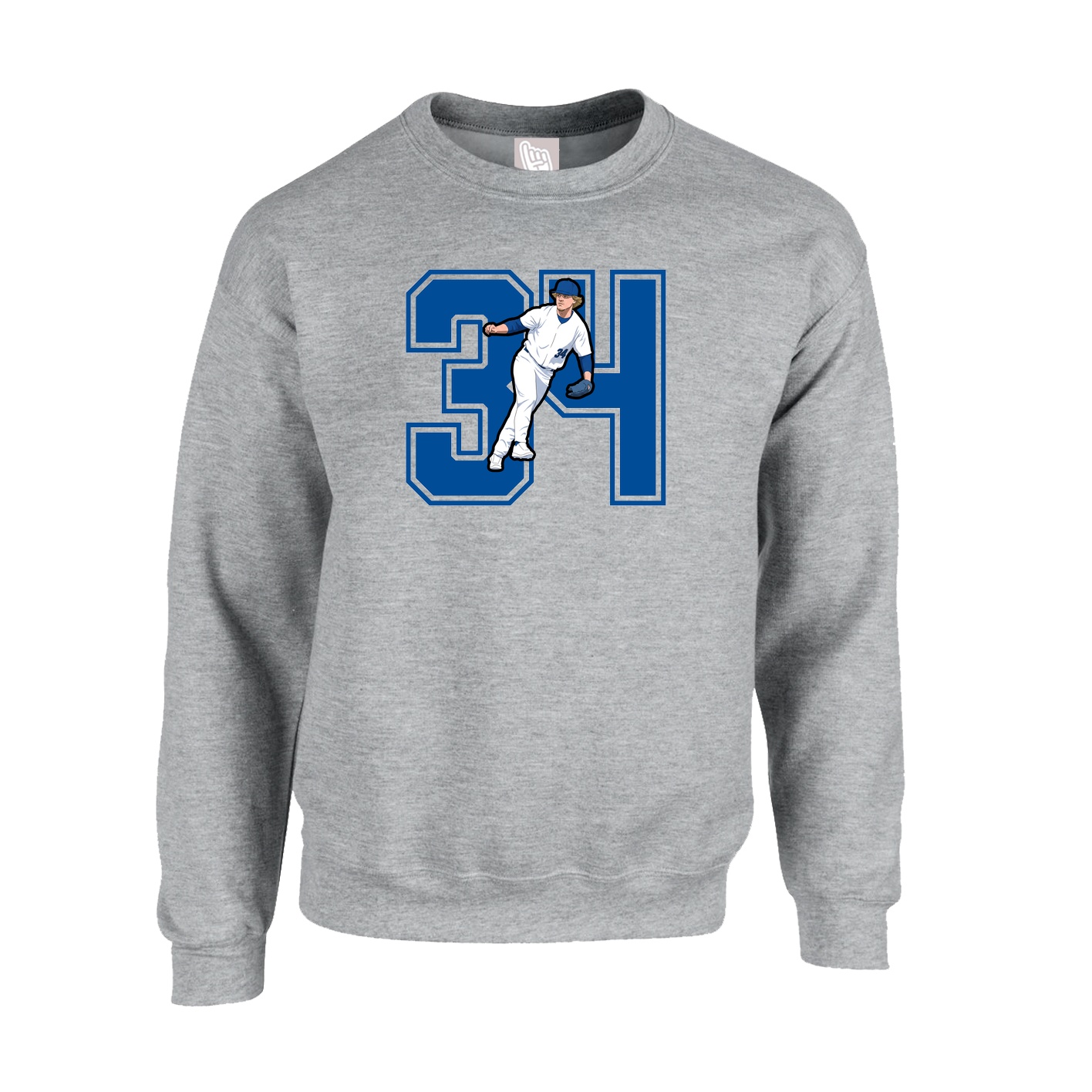 Fleece Crew — Number in Grey
