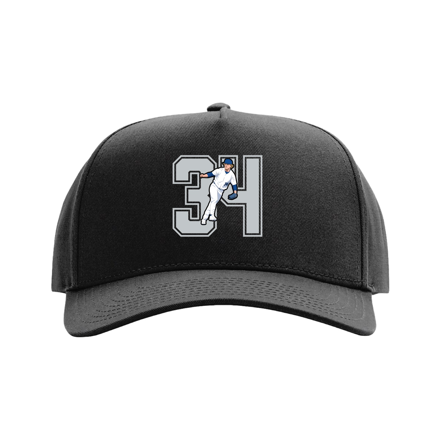 Full Fabric Five-Panel Champ Cap — Number in Black