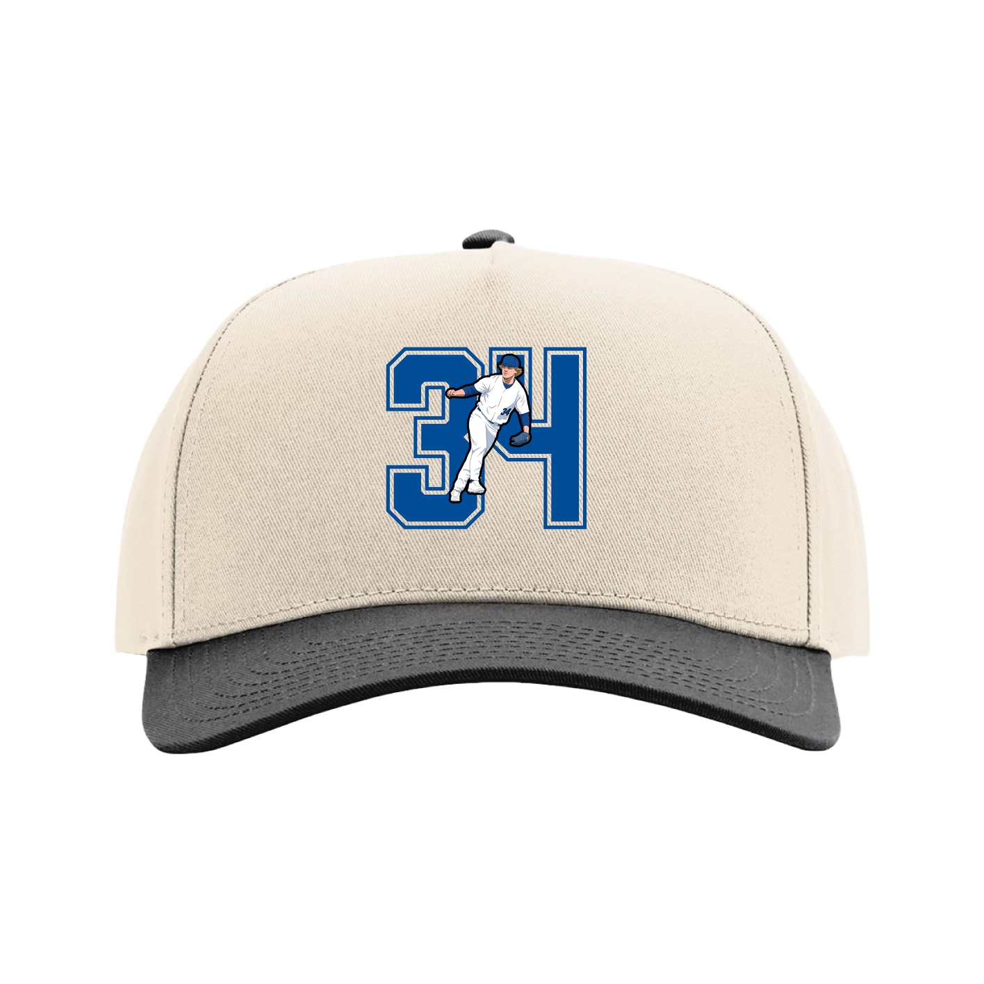 Full Fabric Five-Panel Champ Cap — Number in Cream/Black