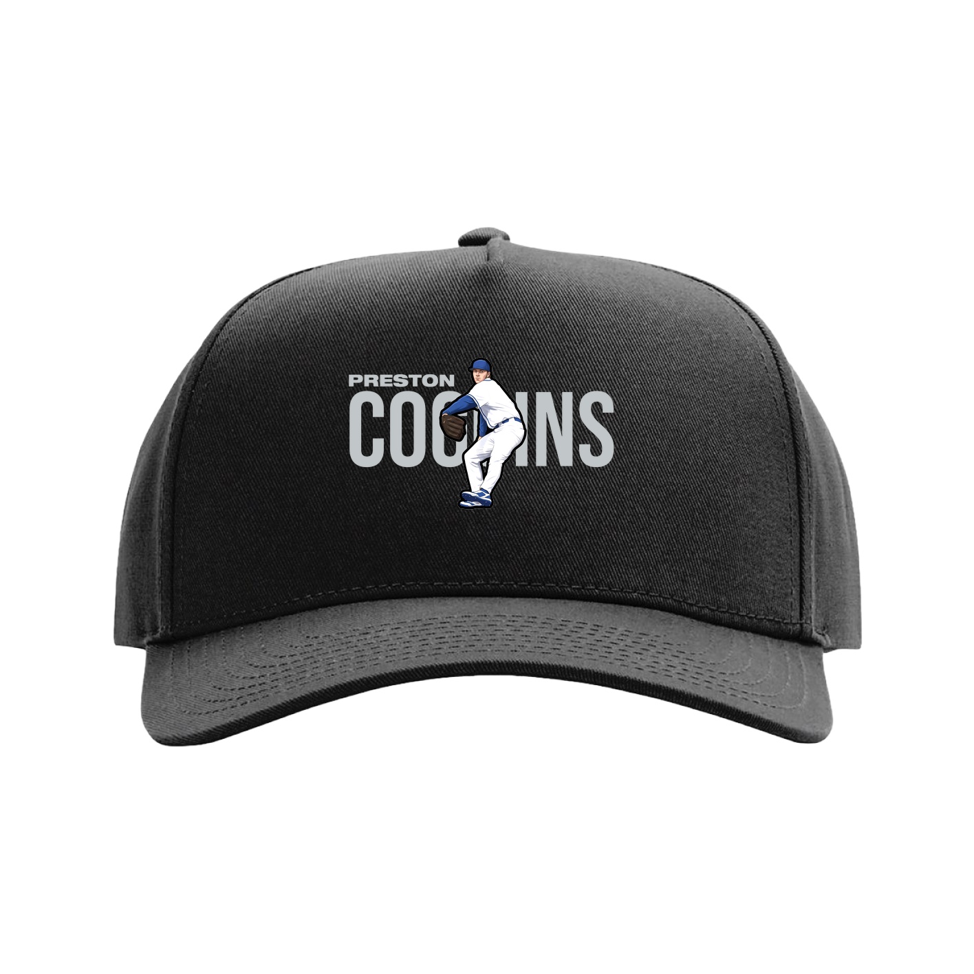 Full Fabric Five-Panel Champ Cap — Player Name in Black