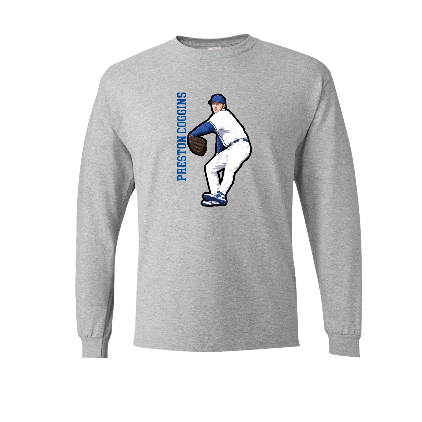 Long Sleeve Tee — Name Vertical in Grey