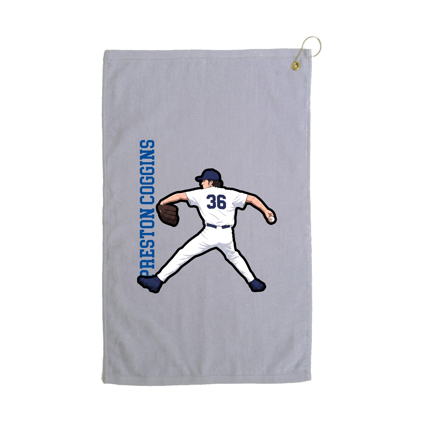 Golf Towel — Name Vertical in Grey