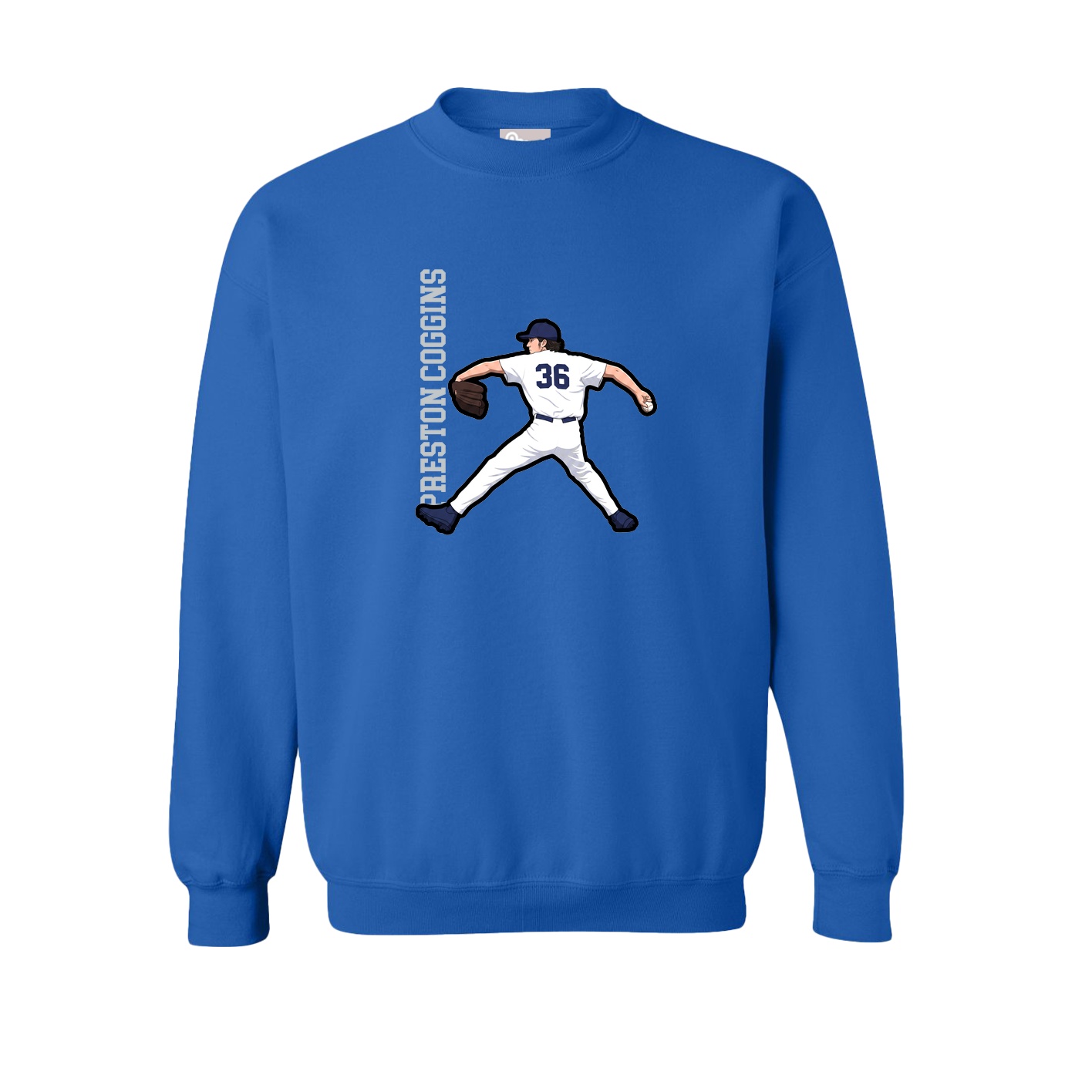 Fleece Crew — Name Vertical in Royal