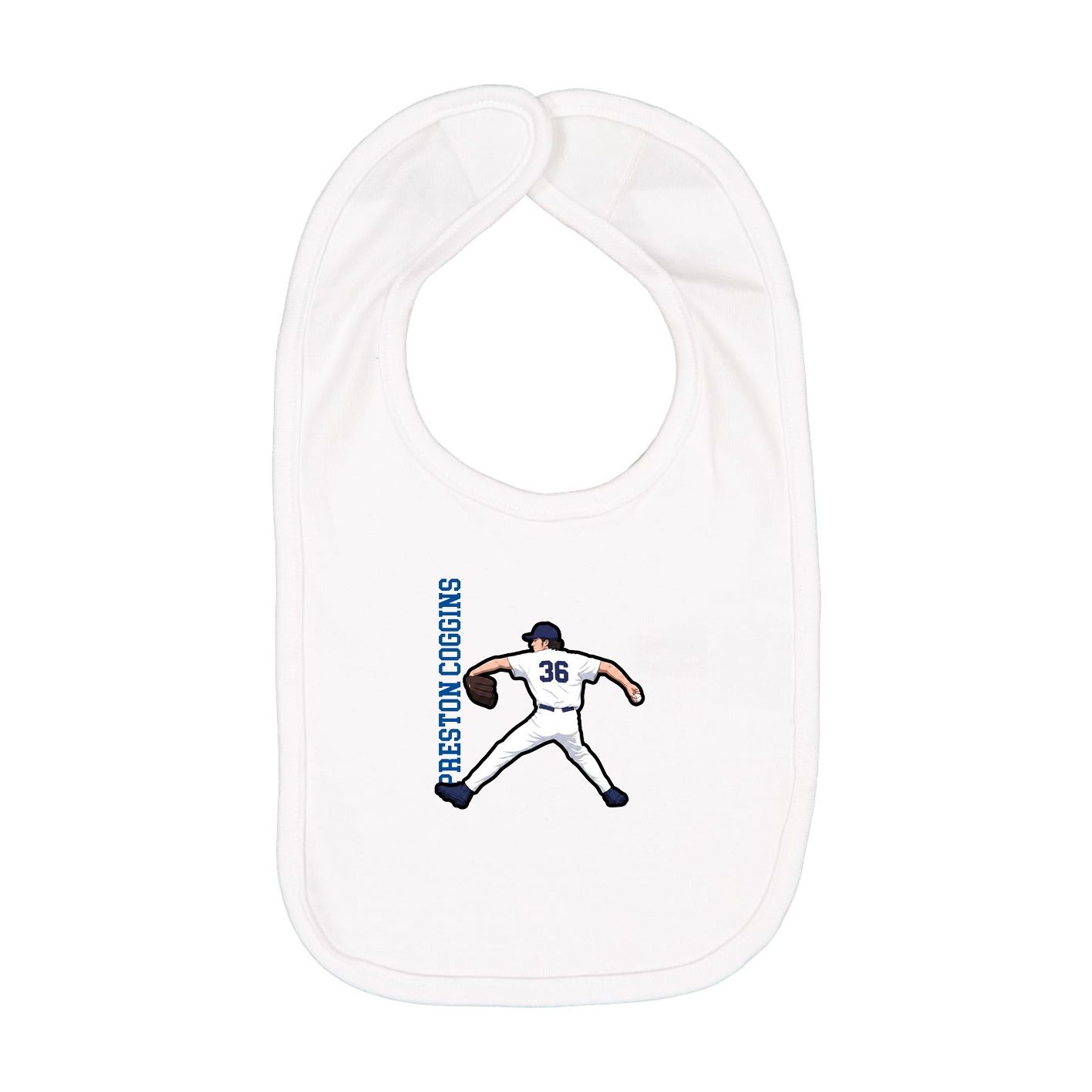 Infant Bib — Name Vertical in White
