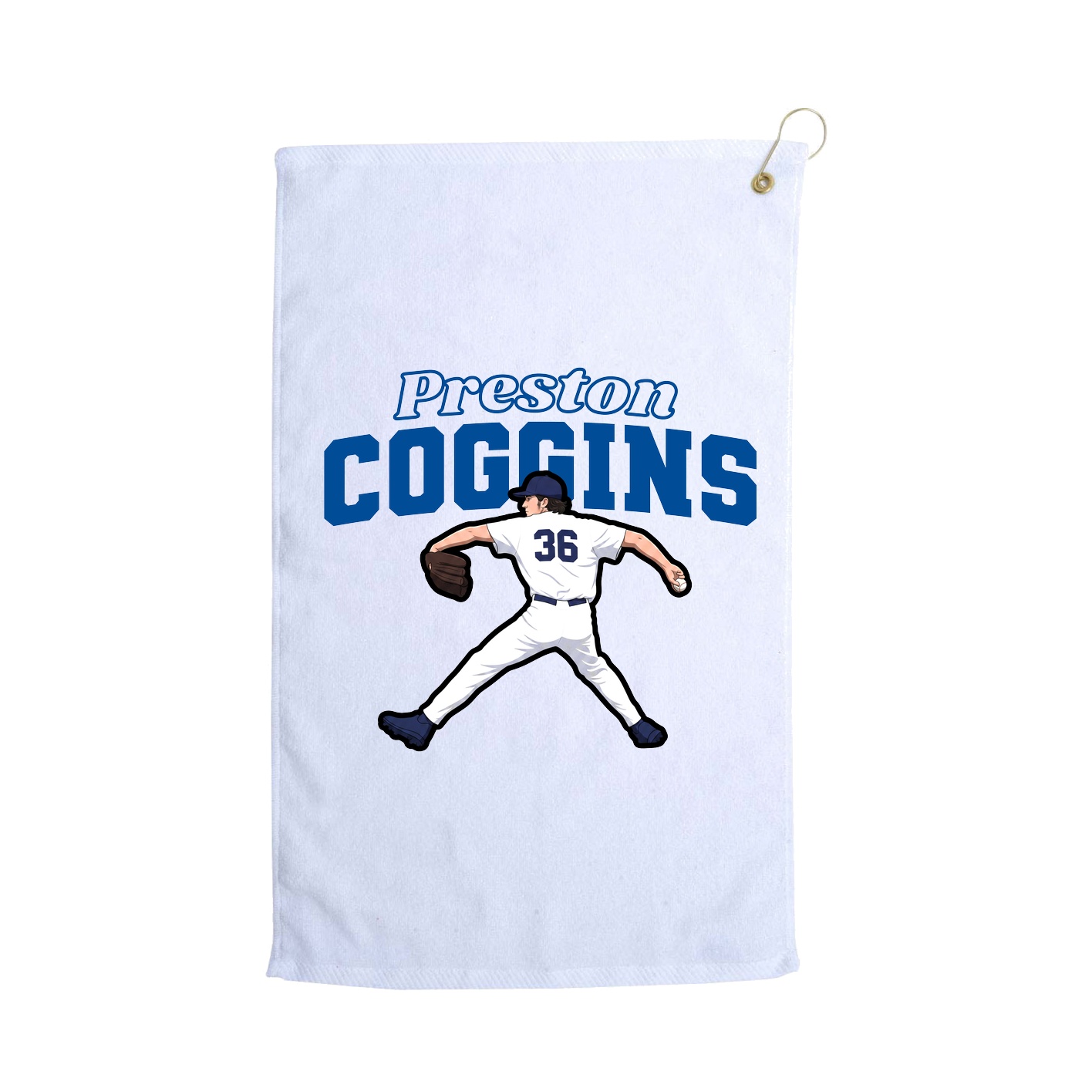 Golf Towel — Name Arch in White