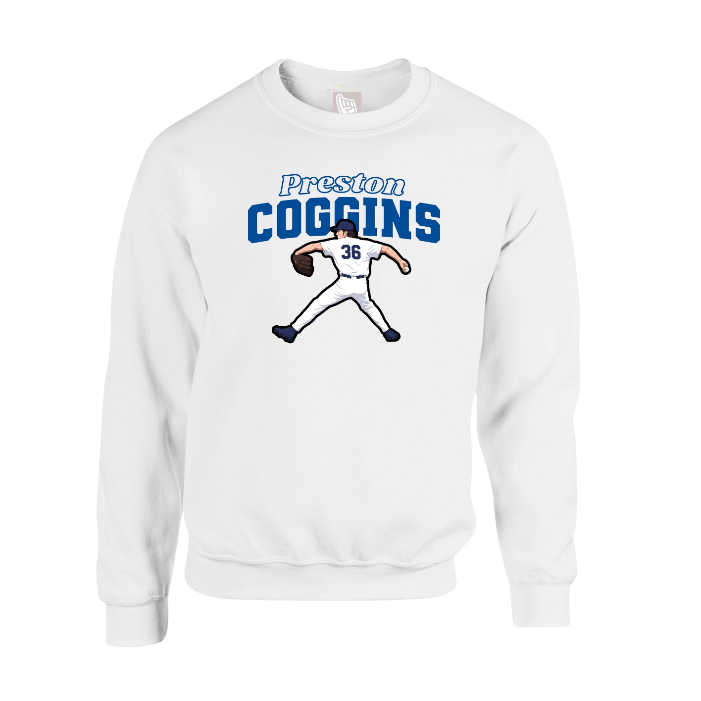 Fleece Crew — Name Arch in White