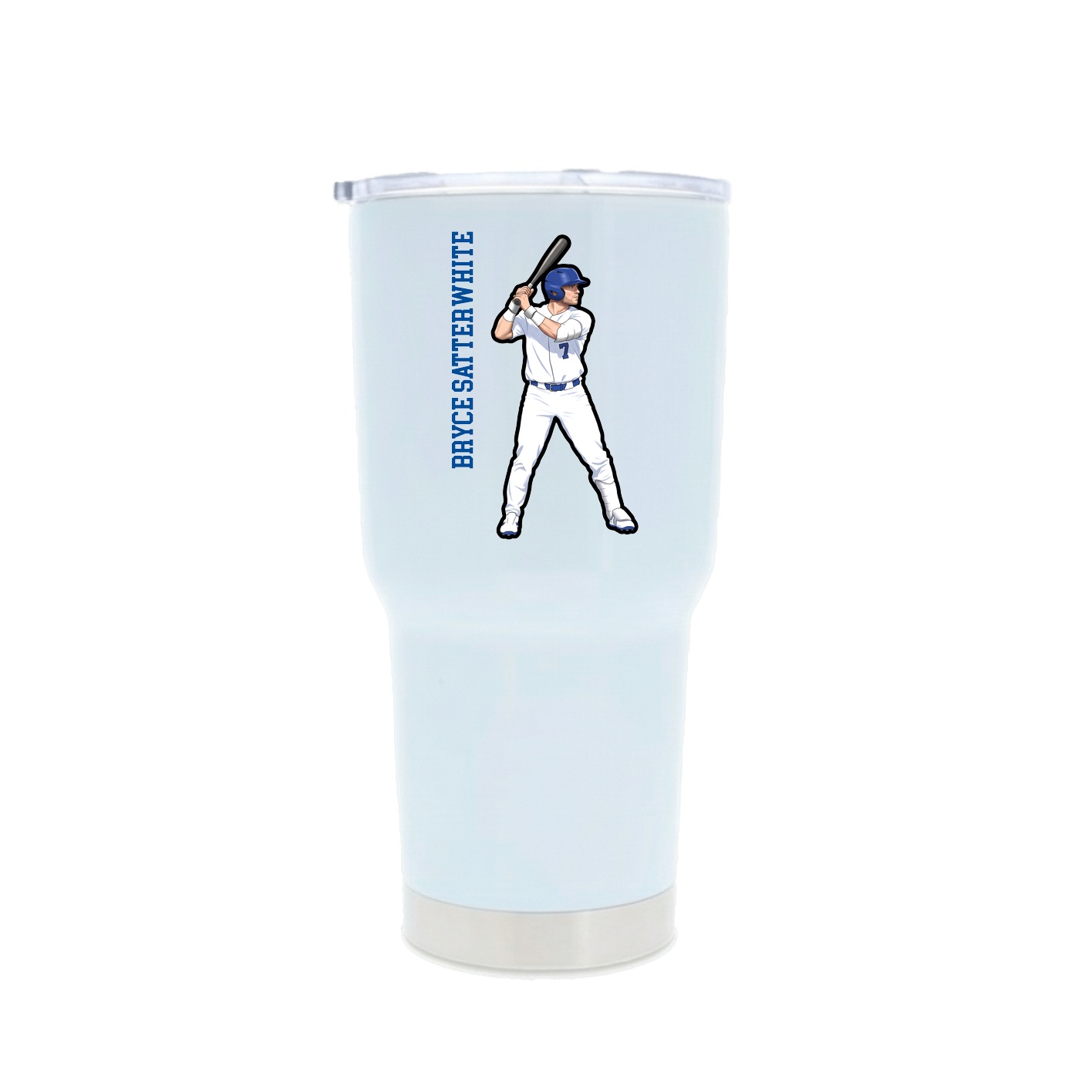 30oz Stainless Steel Tumbler — Name Vertical in White