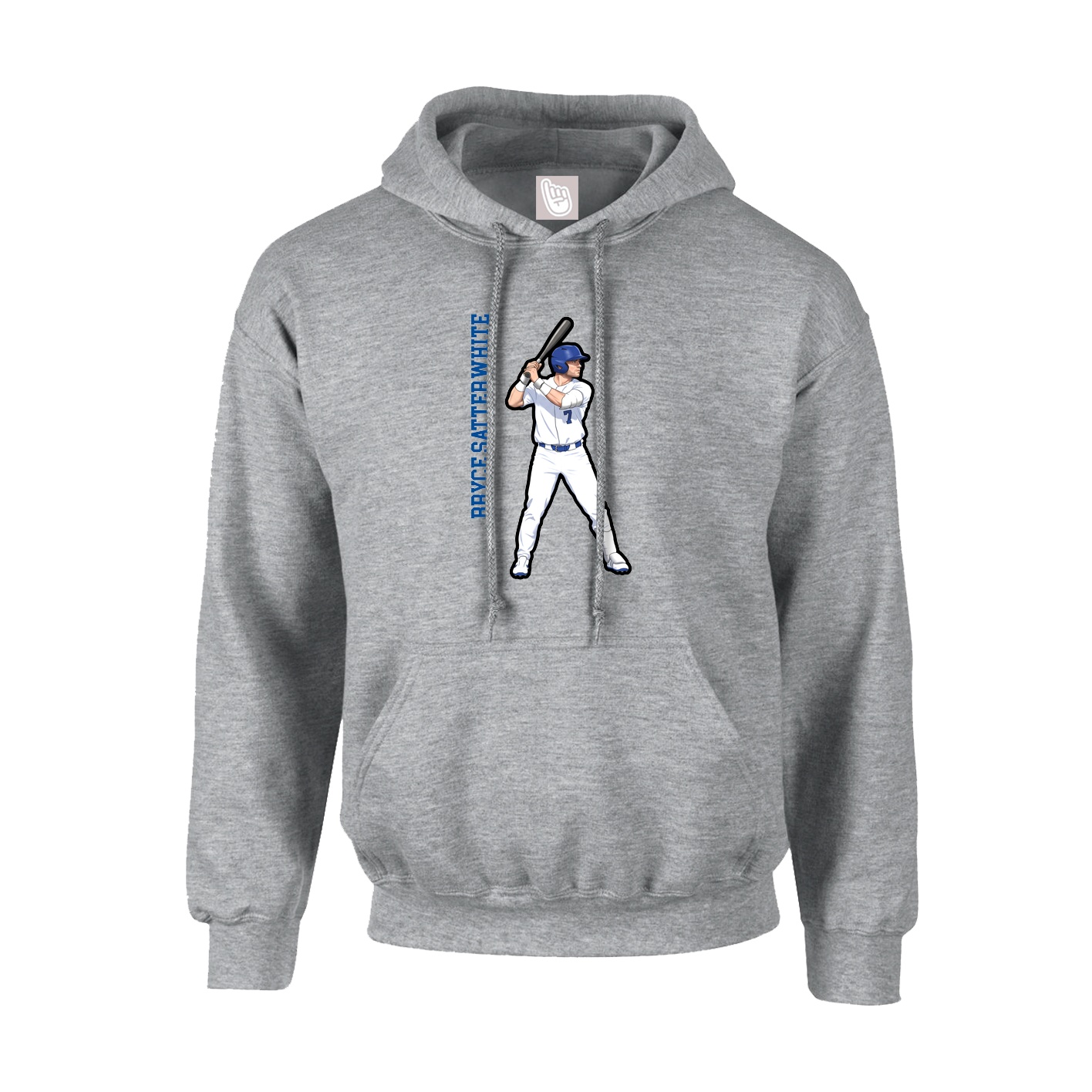 Youth Hoodie — Name Vertical in Grey