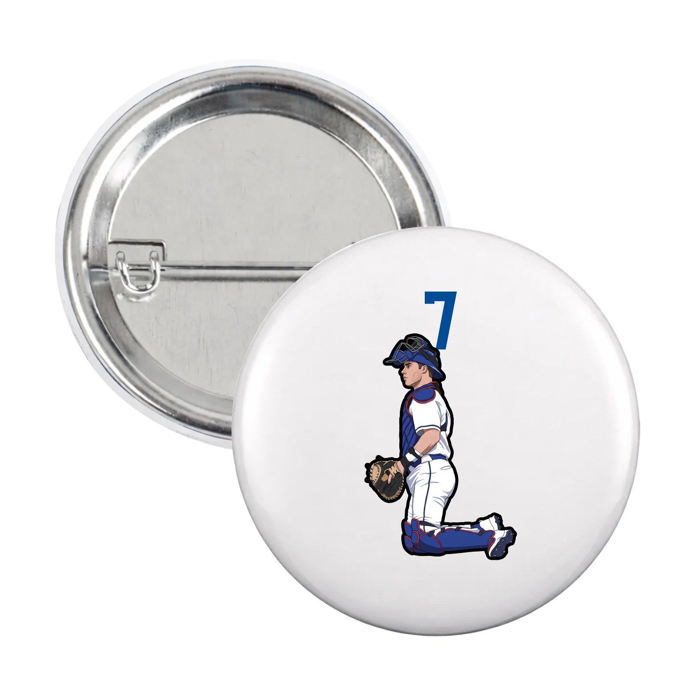 Game Day Button — Number Top in White