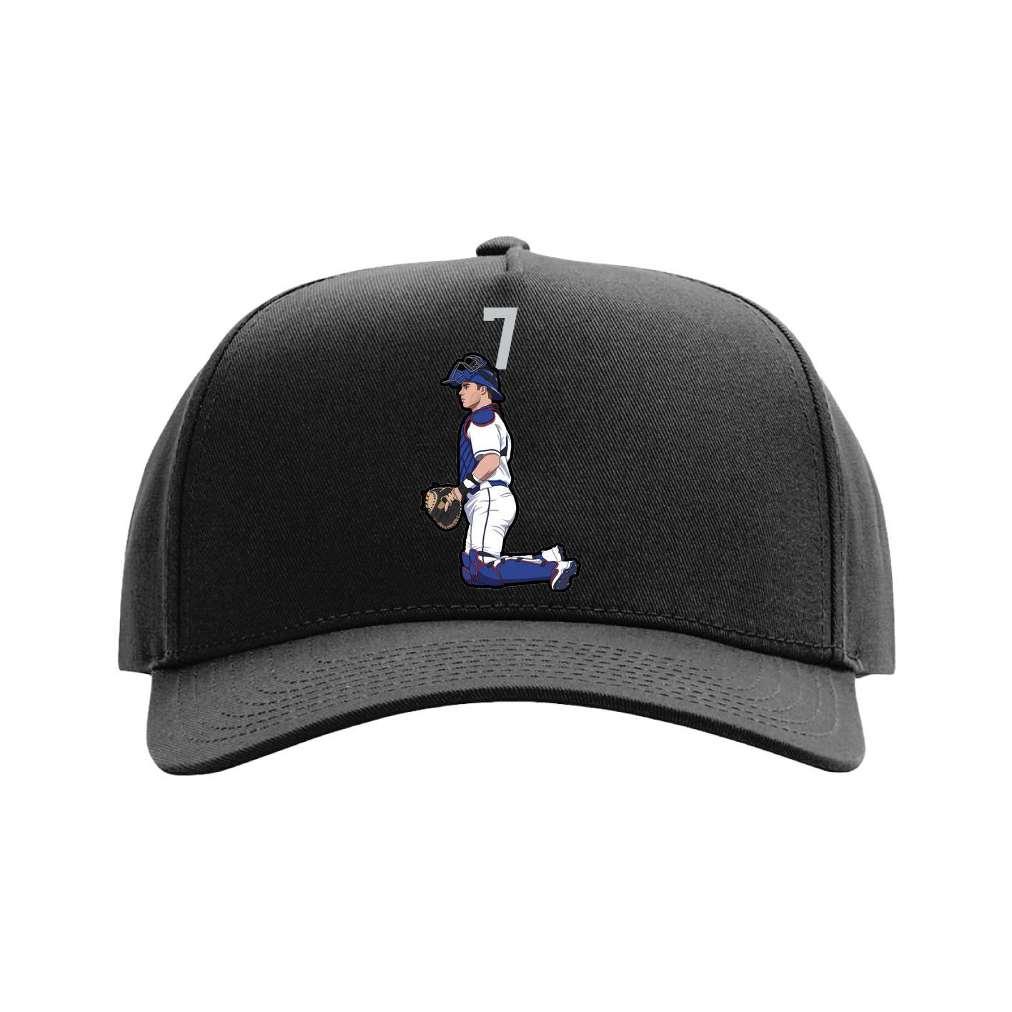 Full Fabric Five-Panel Champ Cap — Number Top in Black