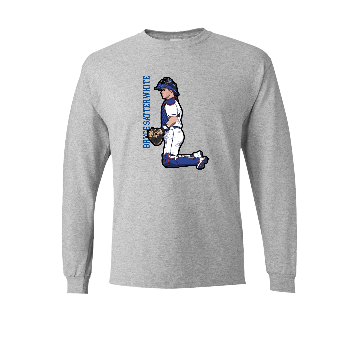 Long Sleeve Tee — Name Vertical in Grey